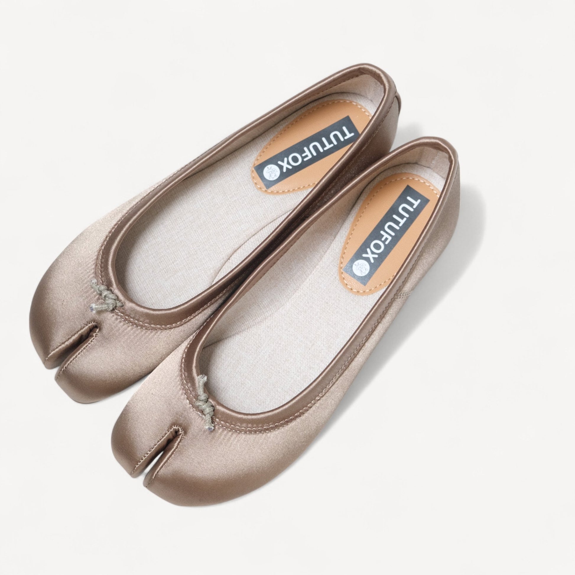 Khaki Satin Split Toe Soft Leather Tabi - tutufox - tabis