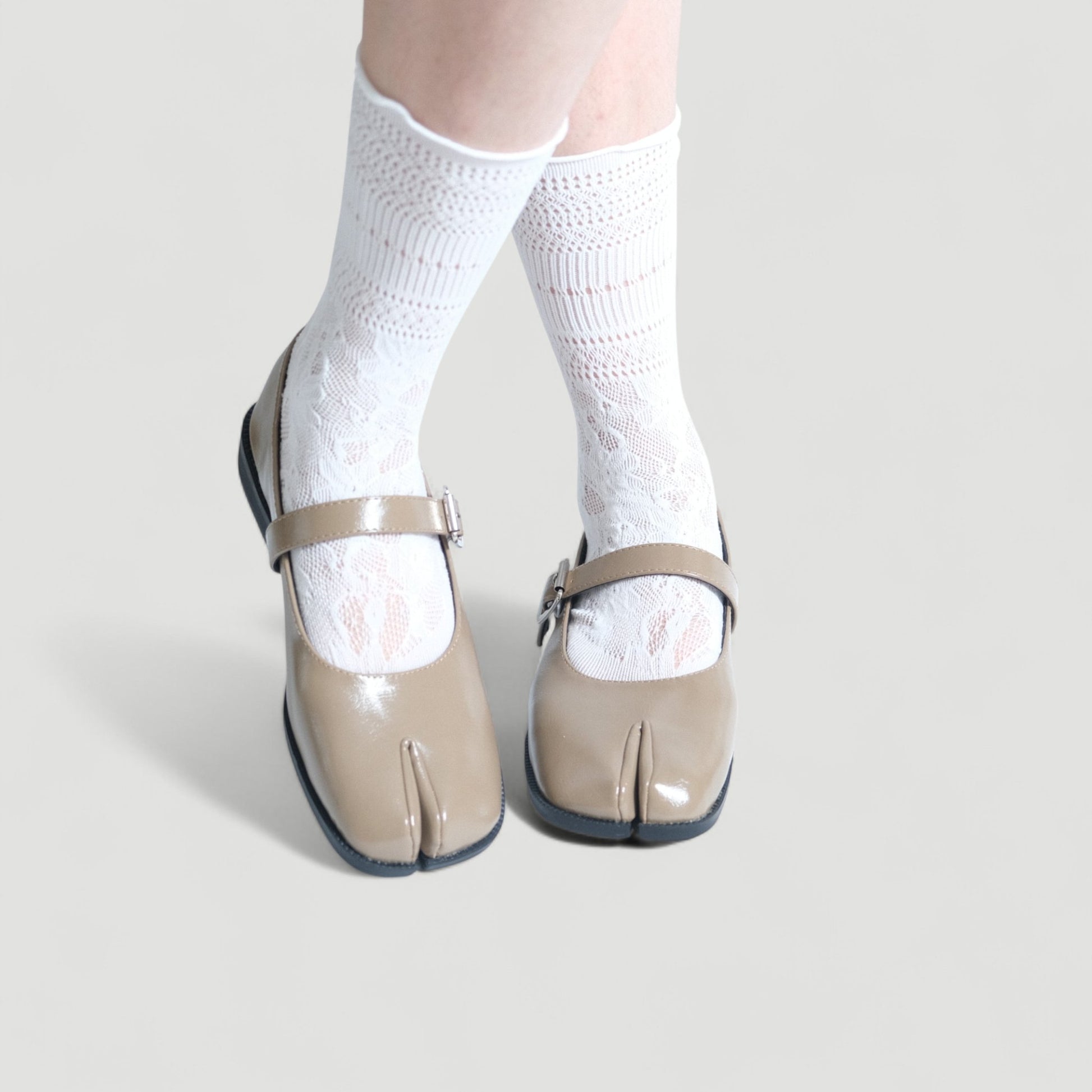 Khaki Sequin Split Toe Mary Jane Tabi - tutufox - tabis