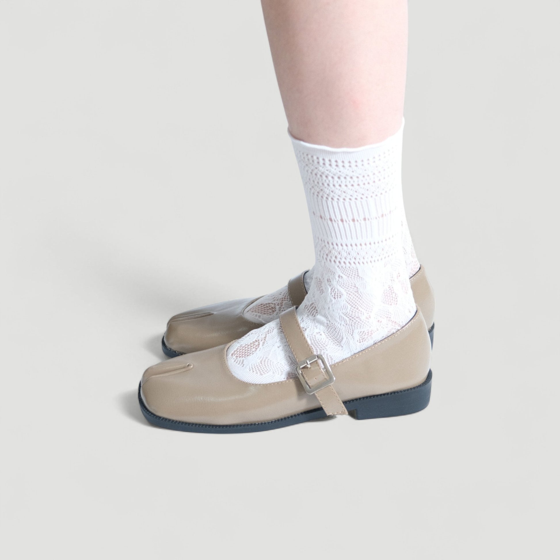 Khaki Sequin Split Toe Mary Jane Tabi - tutufox - tabis