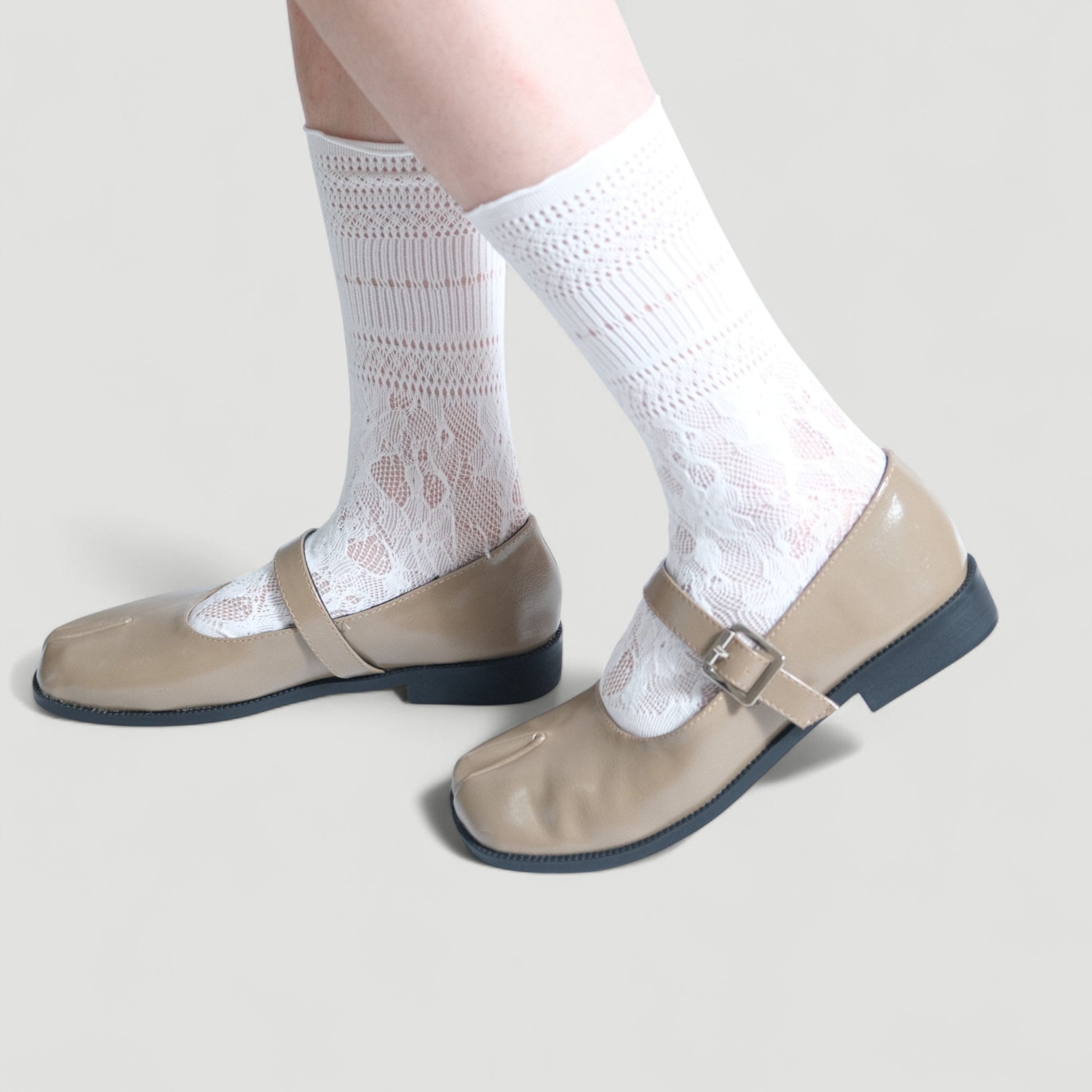 Khaki Sequin Split Toe Mary Jane Tabi - tutufox - tabis