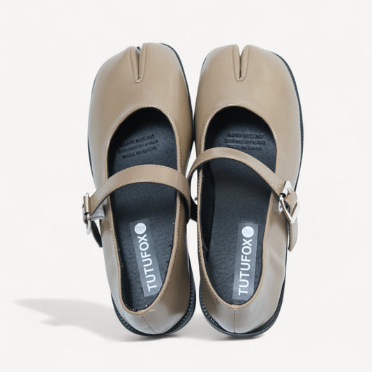 Khaki Sequin Split Toe Mary Jane Tabi - tutufox - tabis