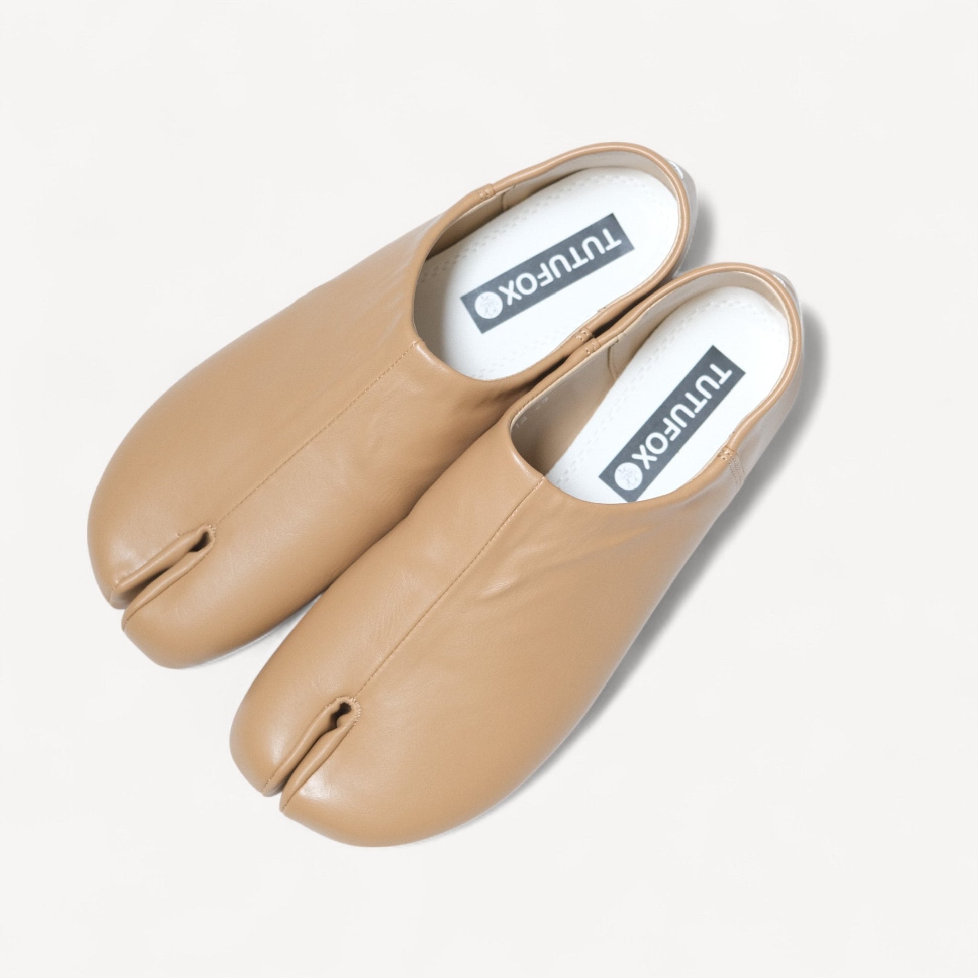 Light Brown Matte Soft Leather Split Toe Flats Tabi - tutufox - tabis