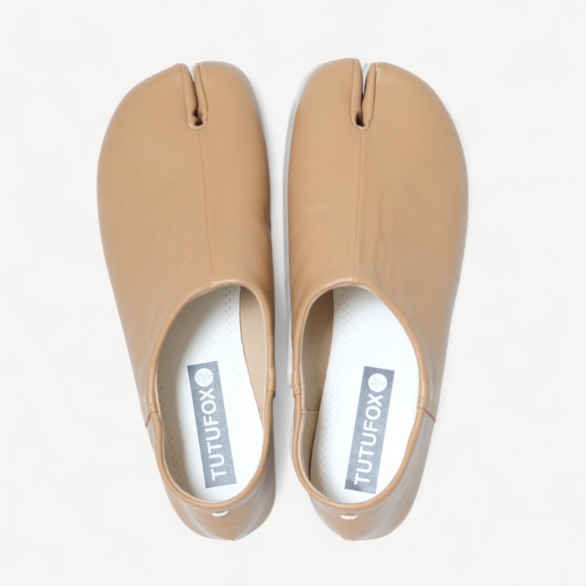 Light Brown Matte Soft Leather Split Toe Flats Tabi - tutufox - tabis