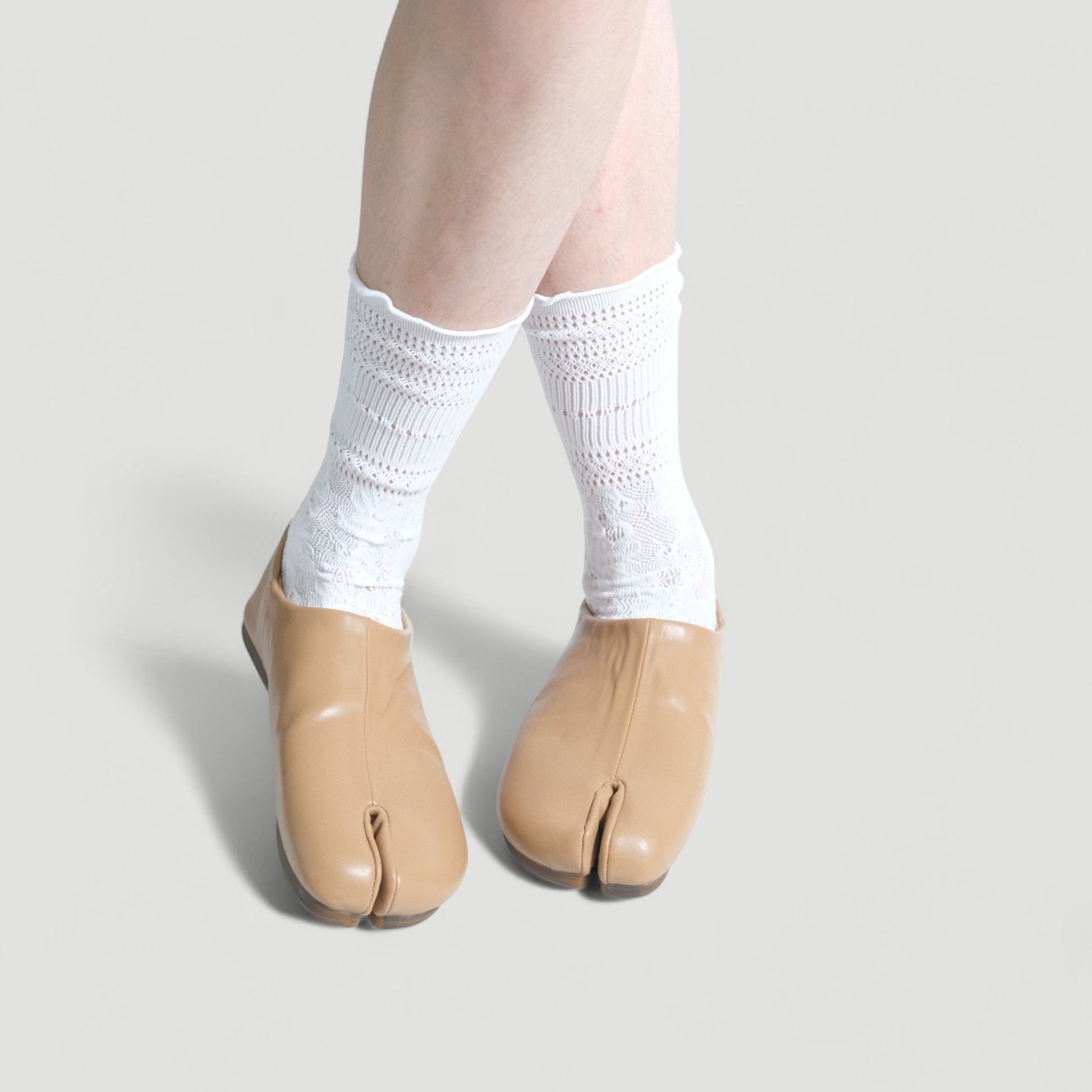 Light Brown Matte Soft Leather Split Toe Flats Tabi - tutufox - tabis