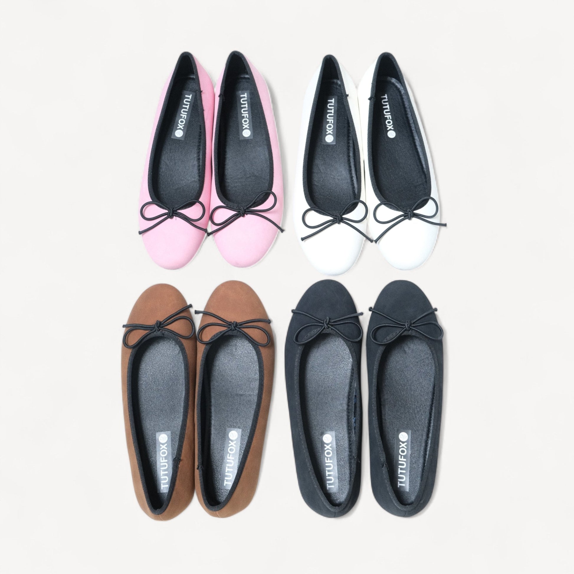 4colors almond toe bow ballet flats front view