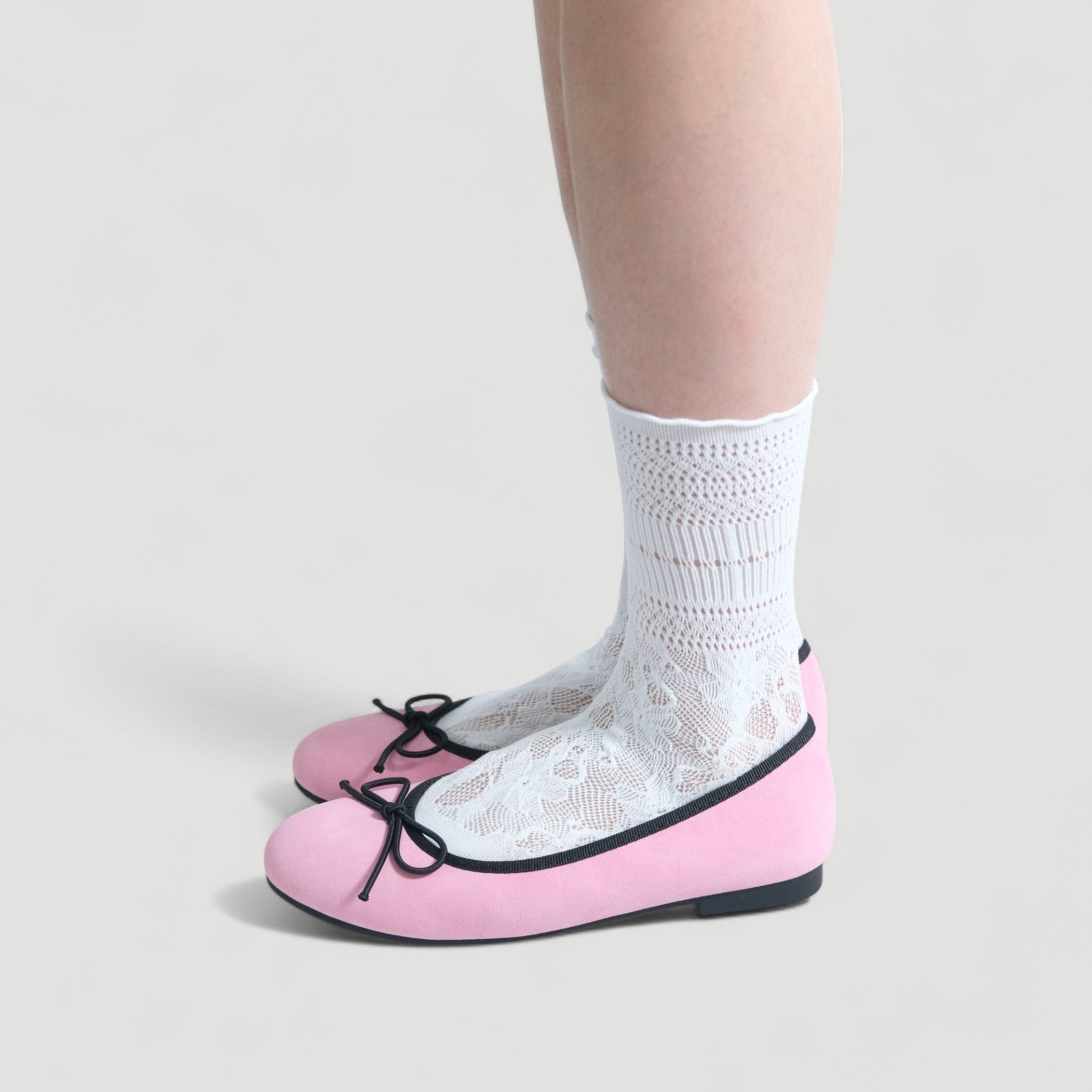 Pink Suede Bow Almond Toe Ballet Flats - tutufox - shoes