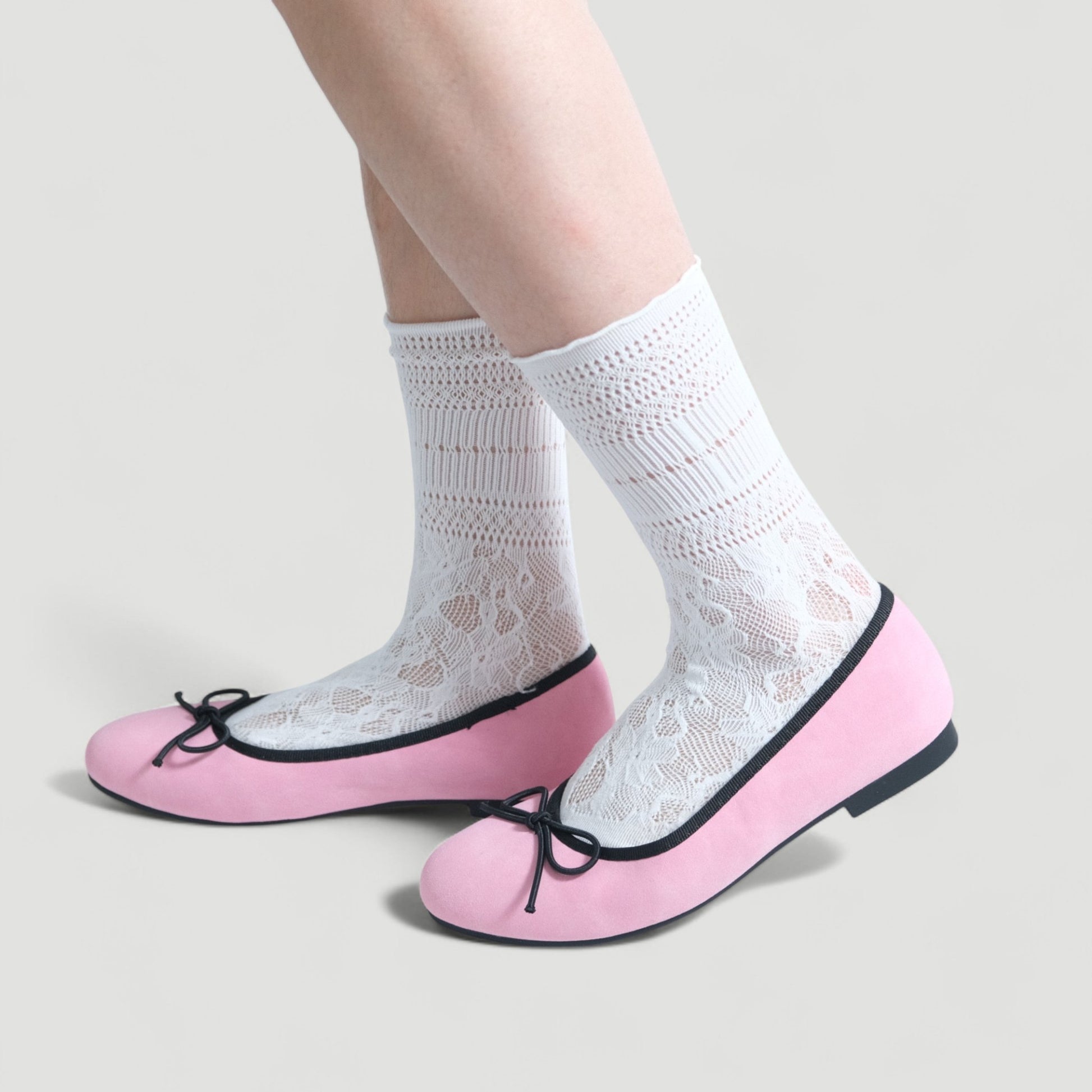 Pink Suede Bow Almond Toe Ballet Flats - tutufox - shoes