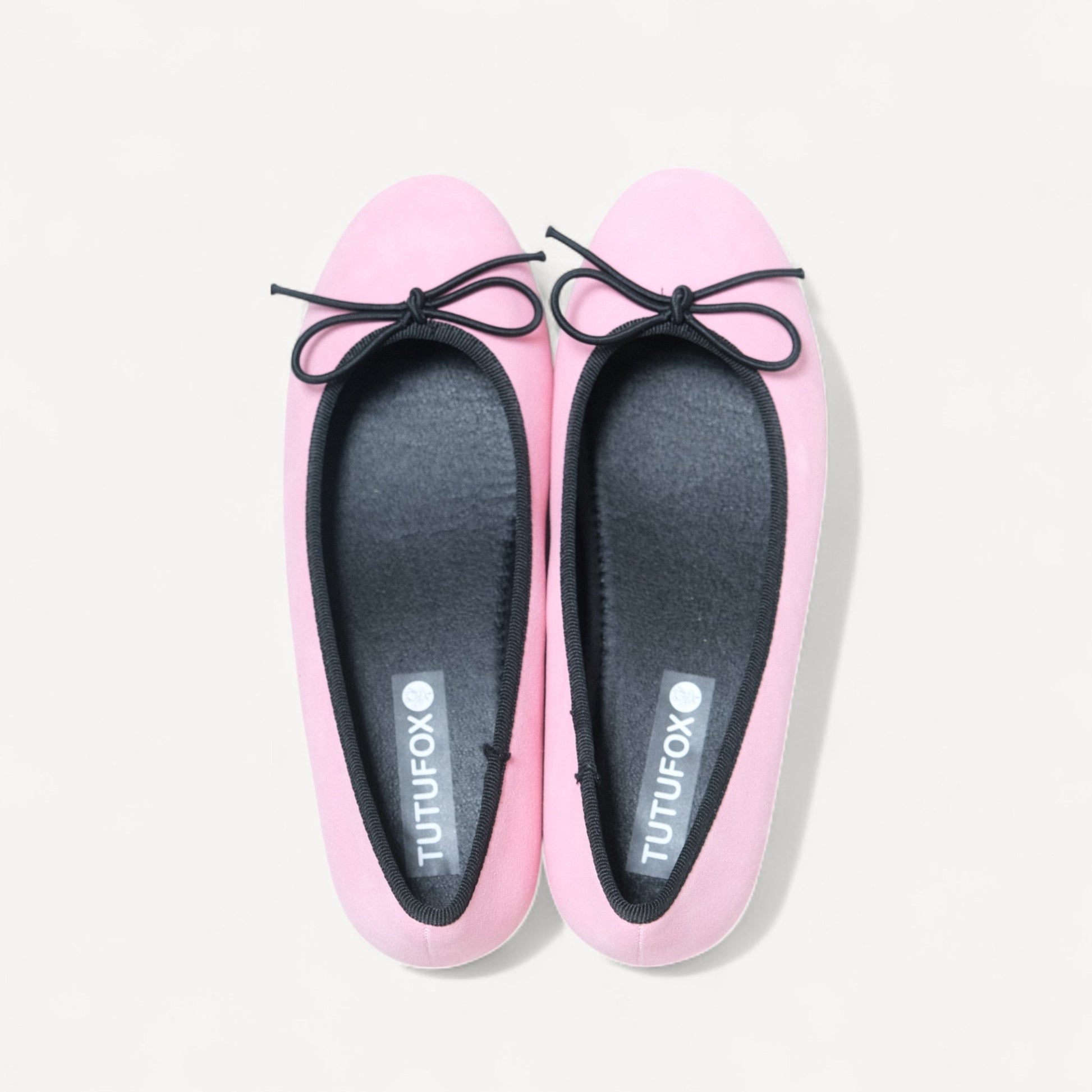 Pink Suede Bow Almond Toe Ballet Flats - tutufox - shoes