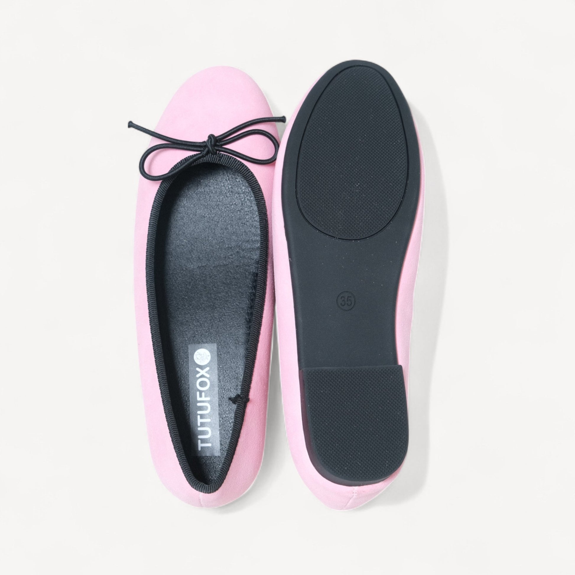 Pink Suede Bow Almond Toe Ballet Flats - tutufox - shoes