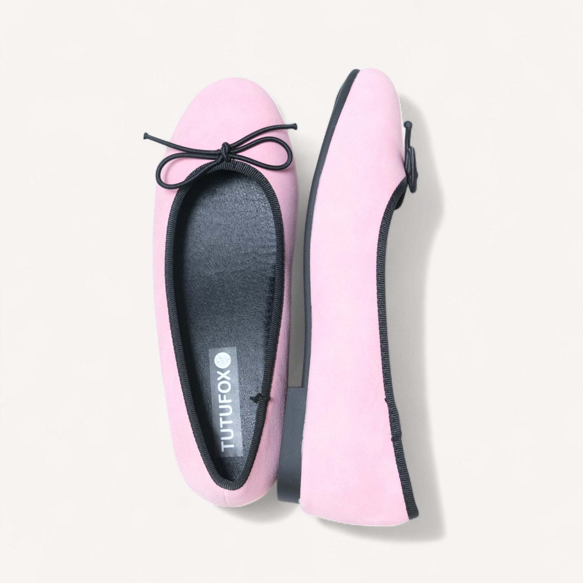 Pink Suede Bow Almond Toe Ballet Flats - tutufox - shoes