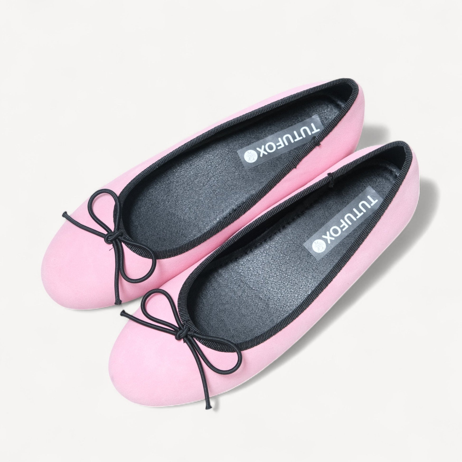 Pink Suede Bow Almond Toe Ballet Flats - tutufox - shoes