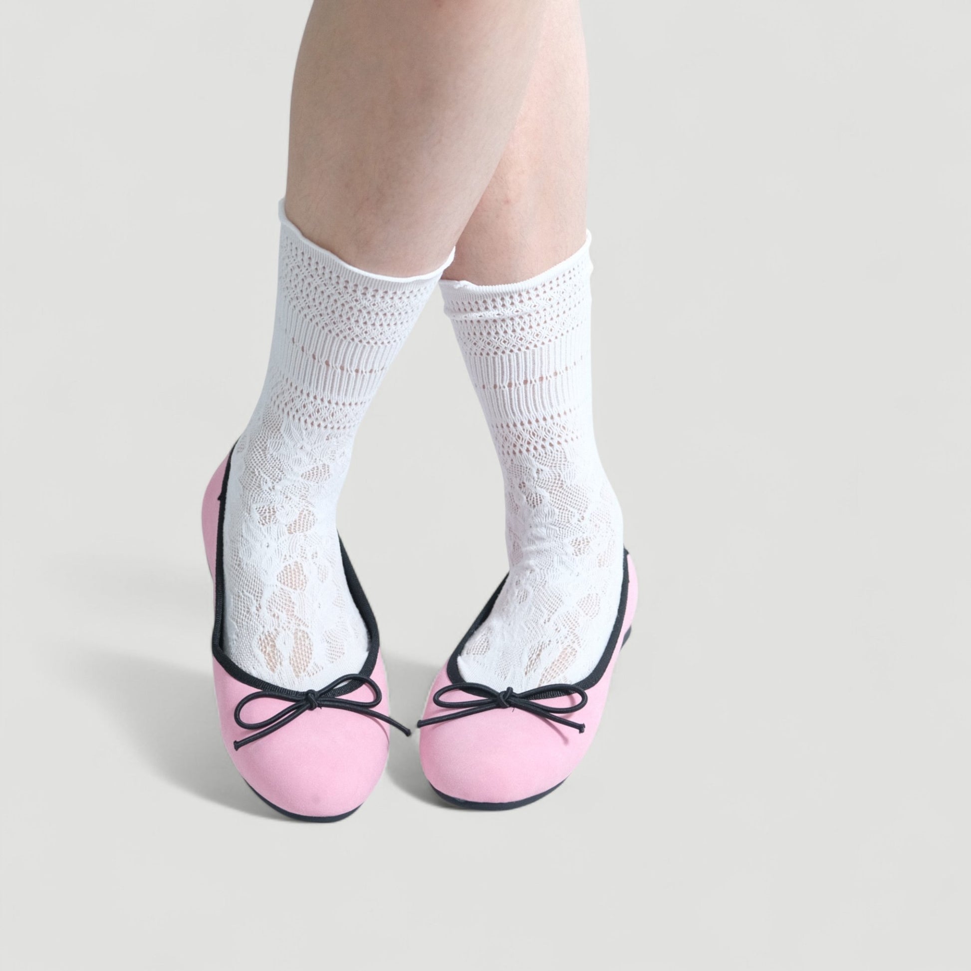 Pink Suede Bow Almond Toe Ballet Flats - tutufox - shoes