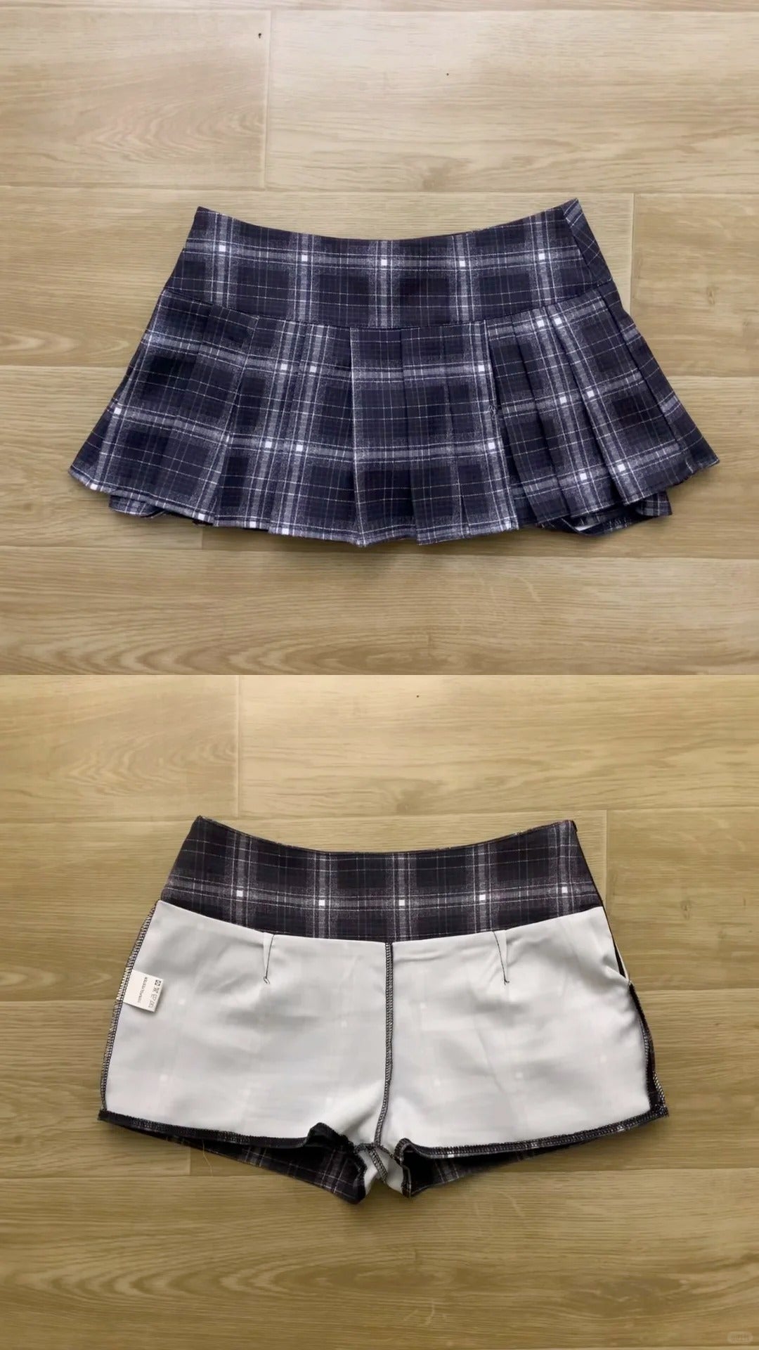 Purple Knit Top with Brown Plaid Skirt Y2K Two - Piece Set - tutufox -