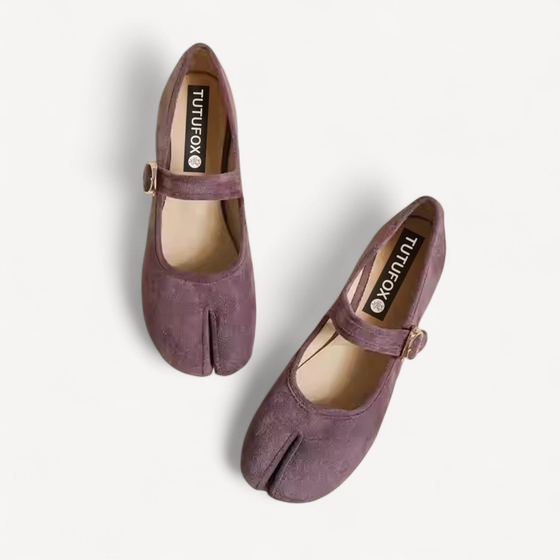Purple Velvet Mary Jane Block Heel Split Toe Tabi - tutufox - shoes