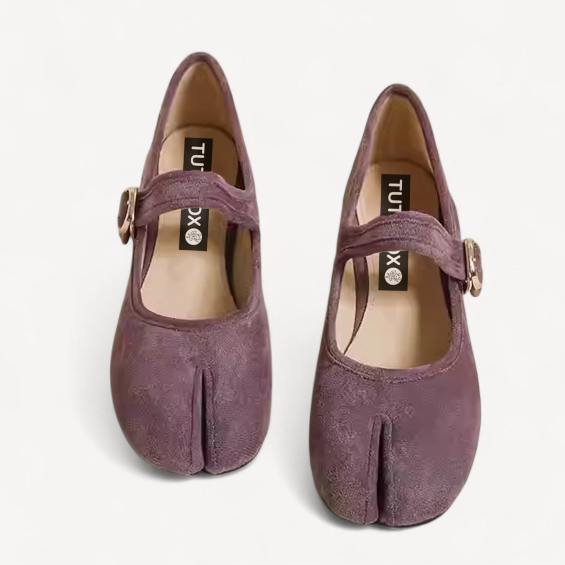 Purple Velvet Mary Jane Block Heel Split Toe Tabi - tutufox - shoes