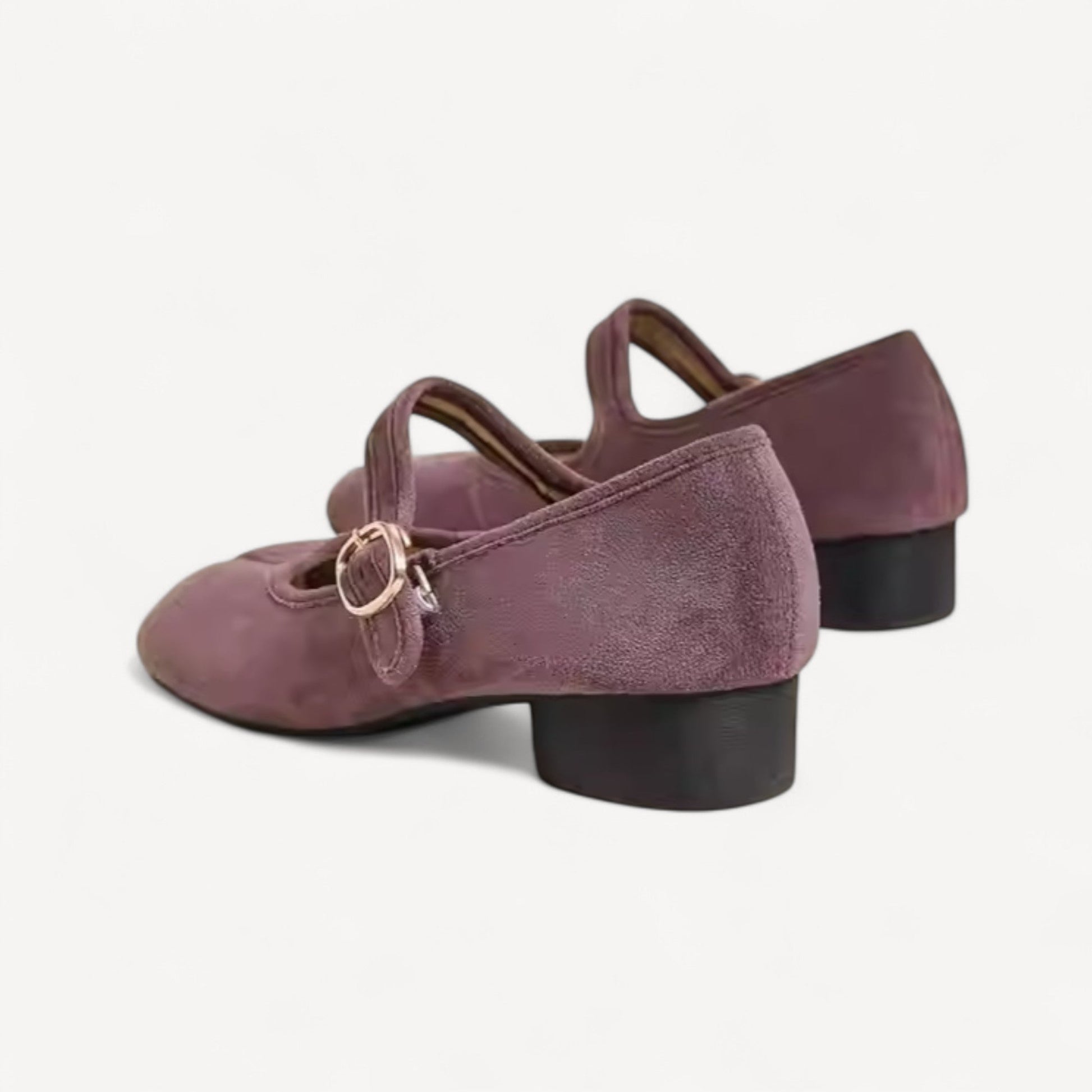 Purple Velvet Mary Jane Block Heel Split Toe Tabi - tutufox - shoes