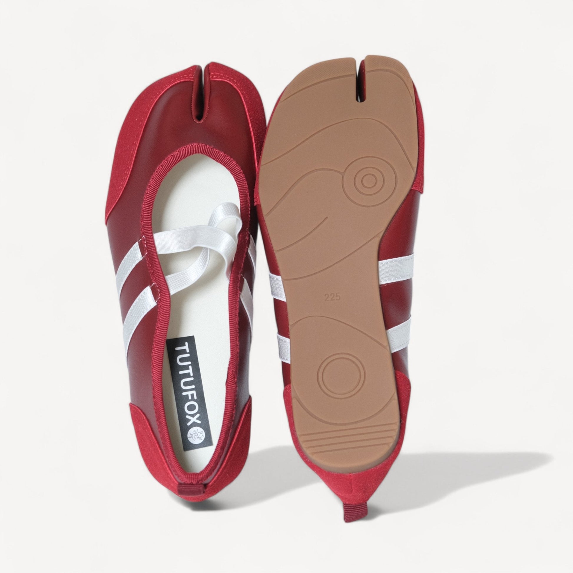 Red Ballet Split Toe Crossover Tabi Flats - tutufox - tabis