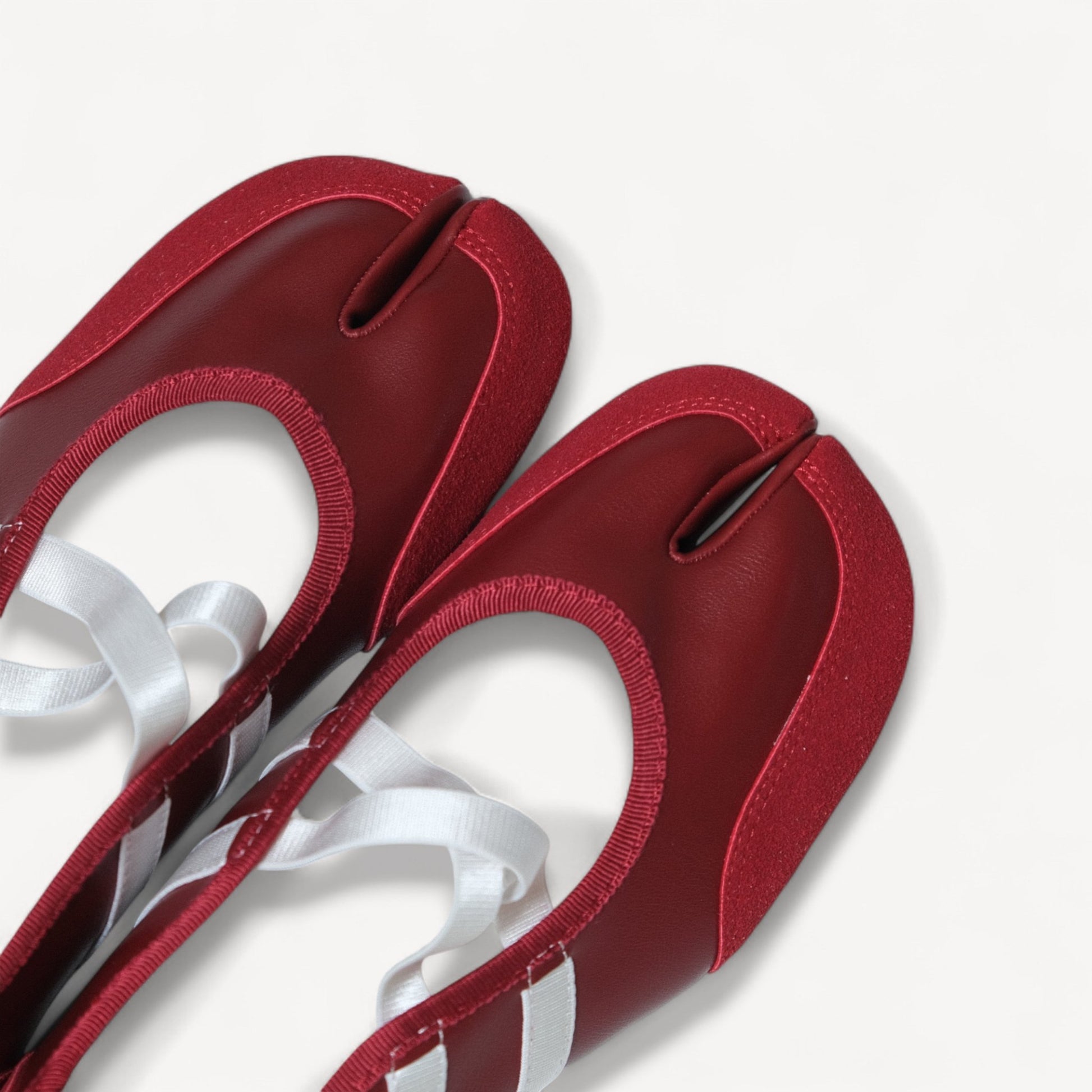 Red Ballet Split Toe Crossover Tabi Flats - tutufox - tabis