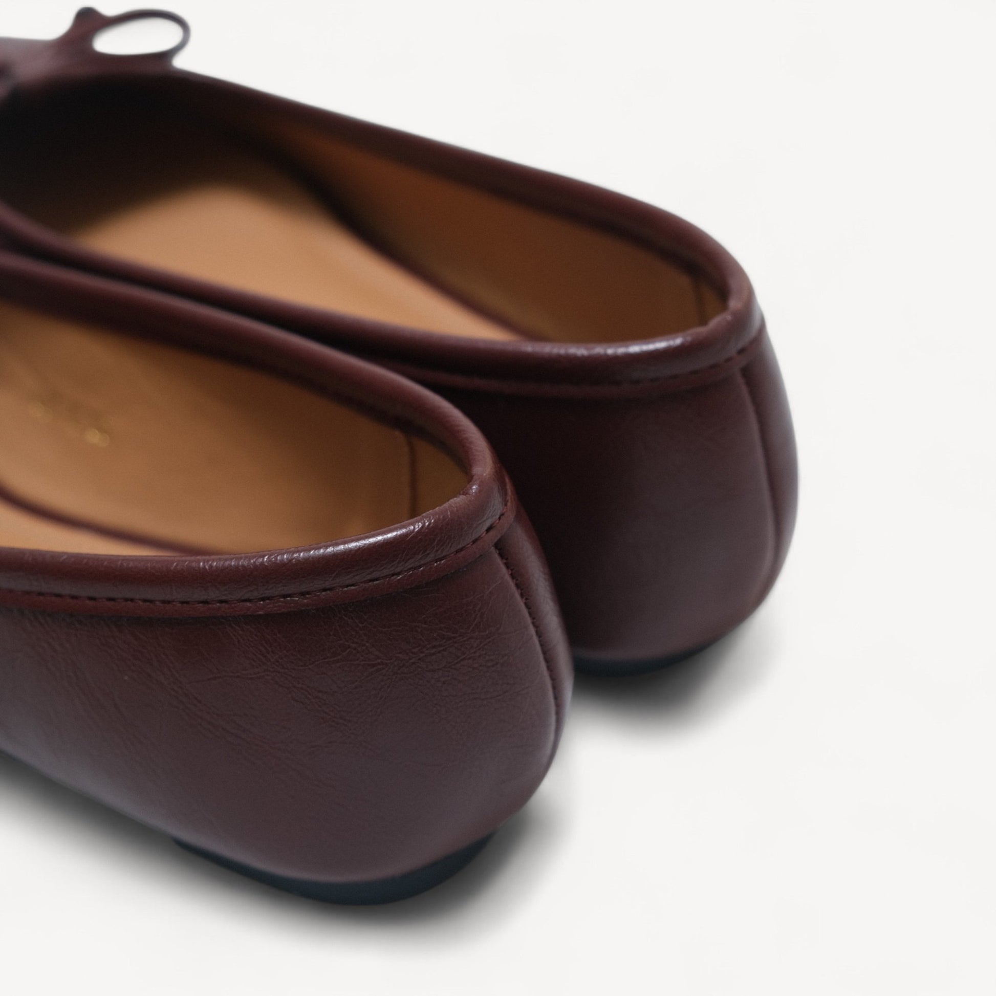 Red Brown Matte Bow Mary Jane Flats Tabi - tutufox - tabis