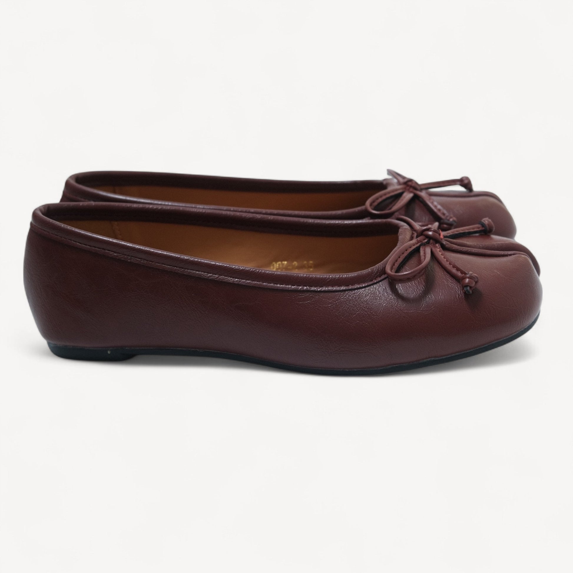 Red Brown Matte Bow Mary Jane Flats Tabi - tutufox - tabis