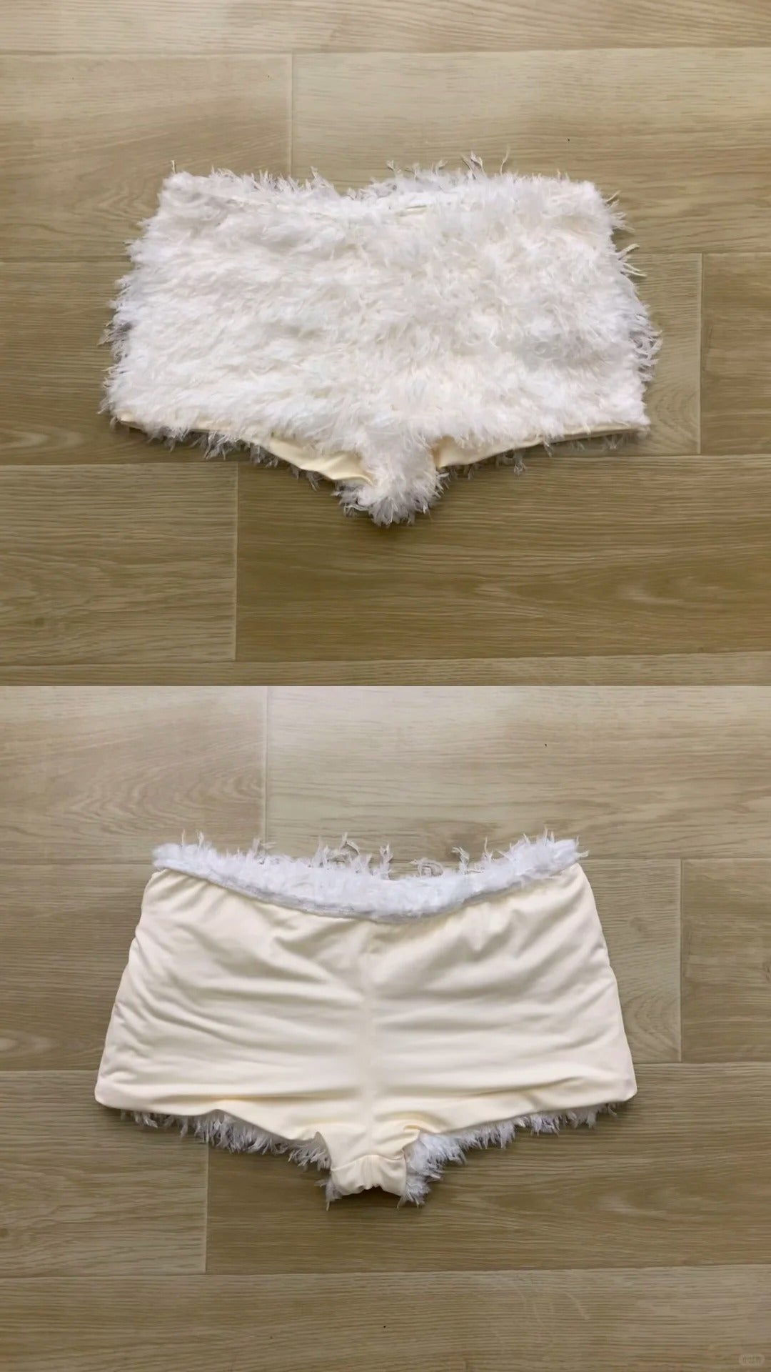 Red Off - Shoulder Fuzzy Knit Top with White Fur Shorts Y2K Two - Piece Set - tutufox -