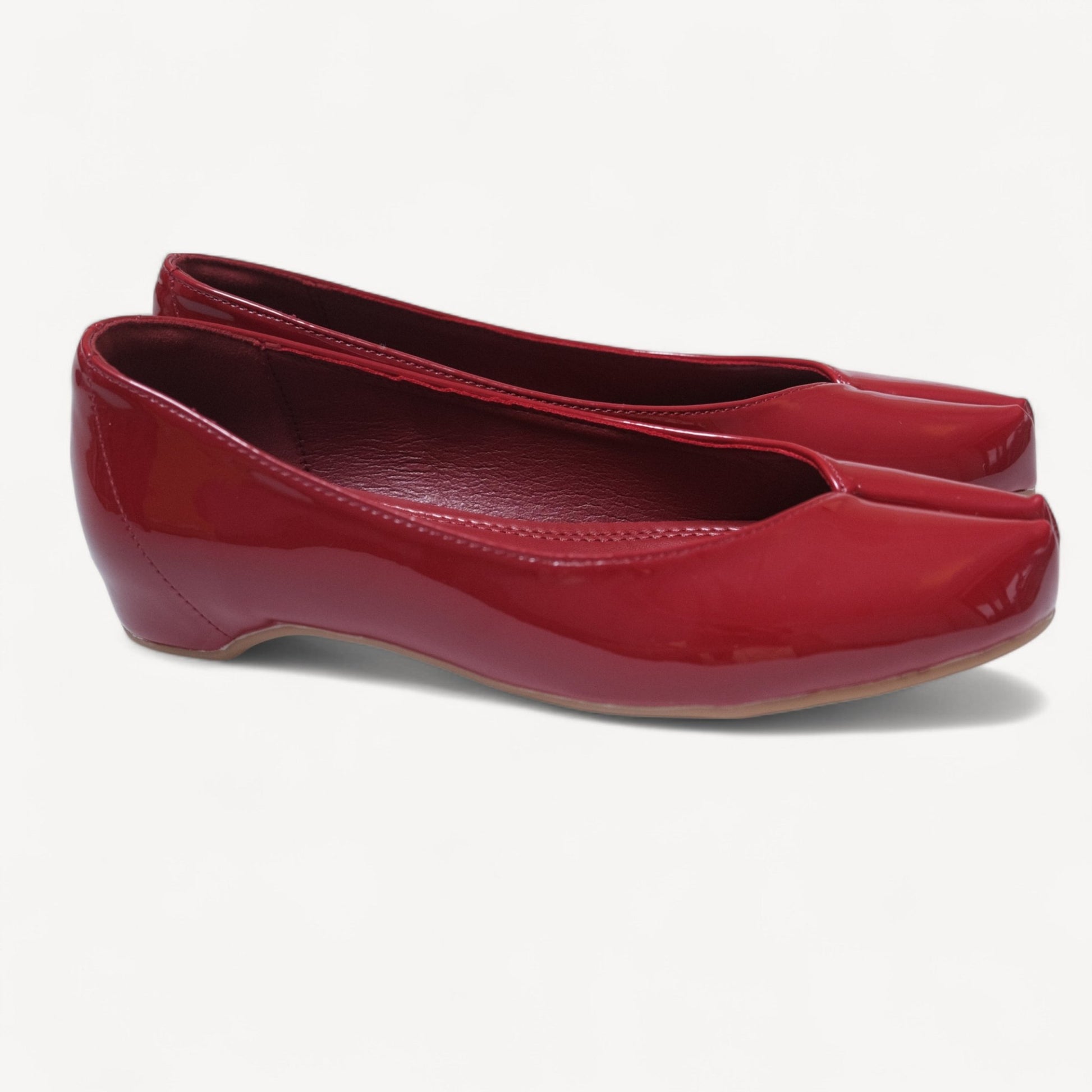 Red Patent Soft Leather Pointed Split Toe Tabi - tutufox - tabis