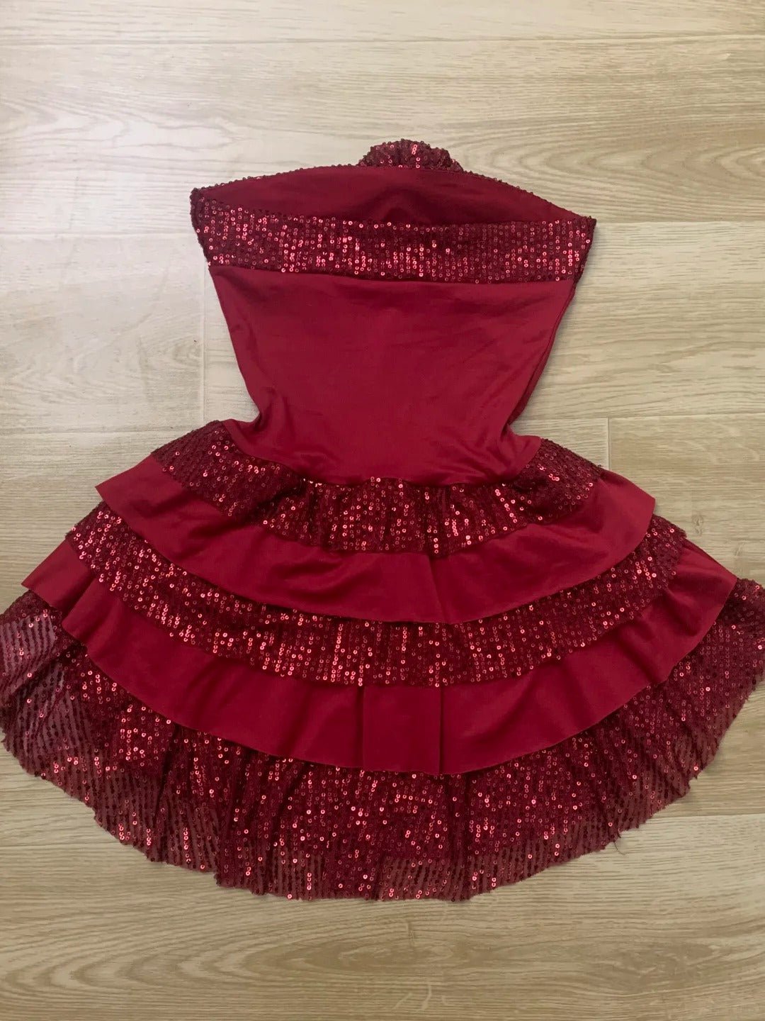 Red Sequin Ruffle Mini Dress Y2K Party - tutufox -