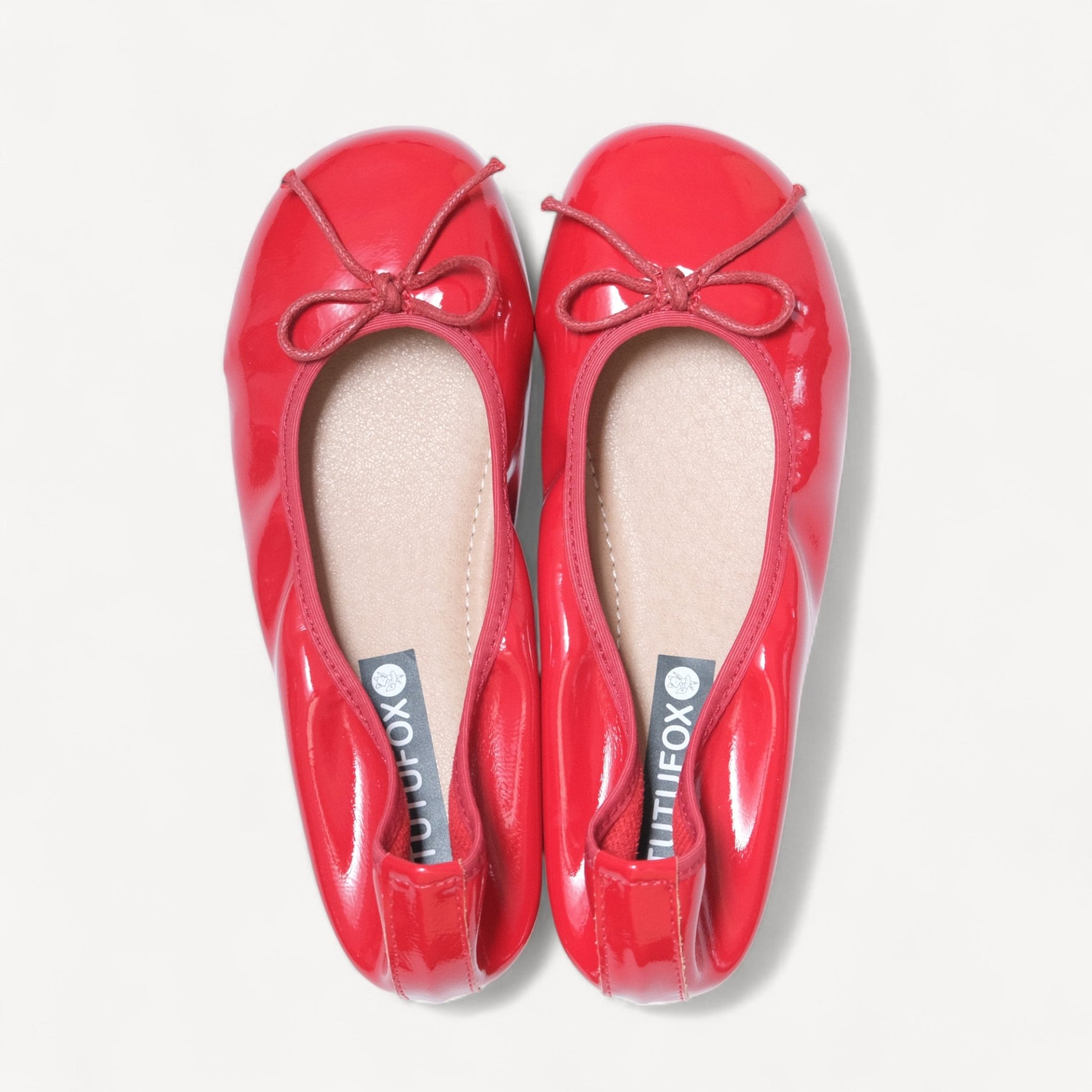 Red Soft Leather Elastic Back Ballet Flats - tutufox - shoes