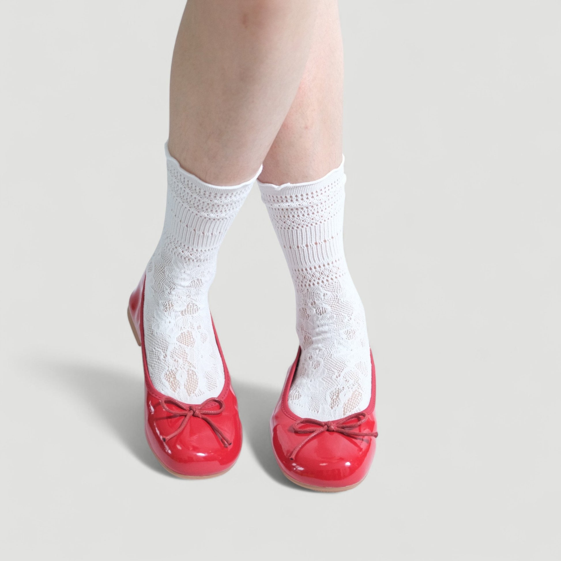 Red Soft Leather Elastic Back Ballet Flats - tutufox - shoes