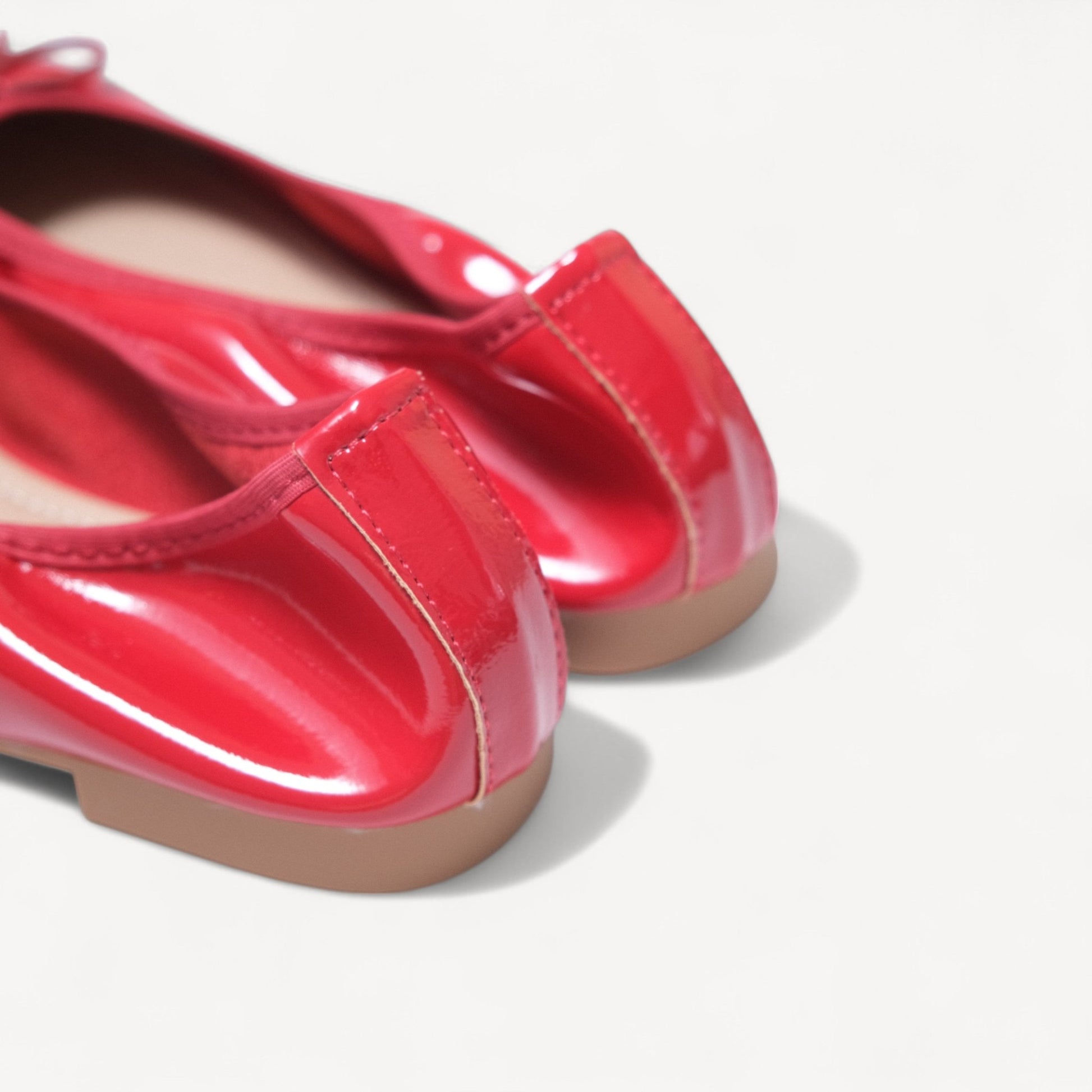 Red Soft Leather Elastic Back Ballet Flats - tutufox - shoes