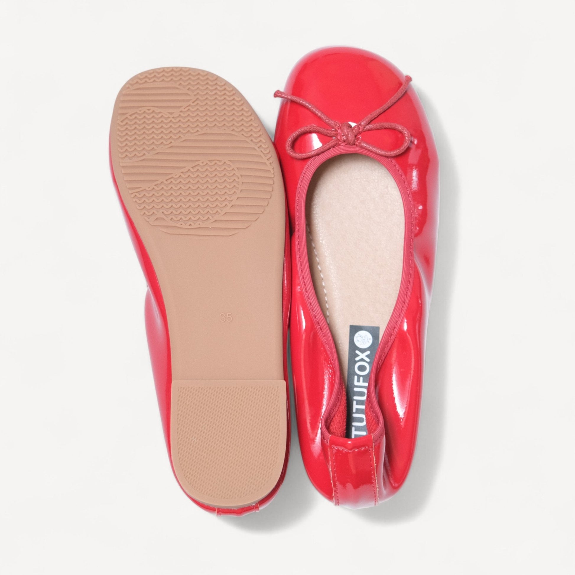 Red Soft Leather Elastic Back Ballet Flats - tutufox - shoes