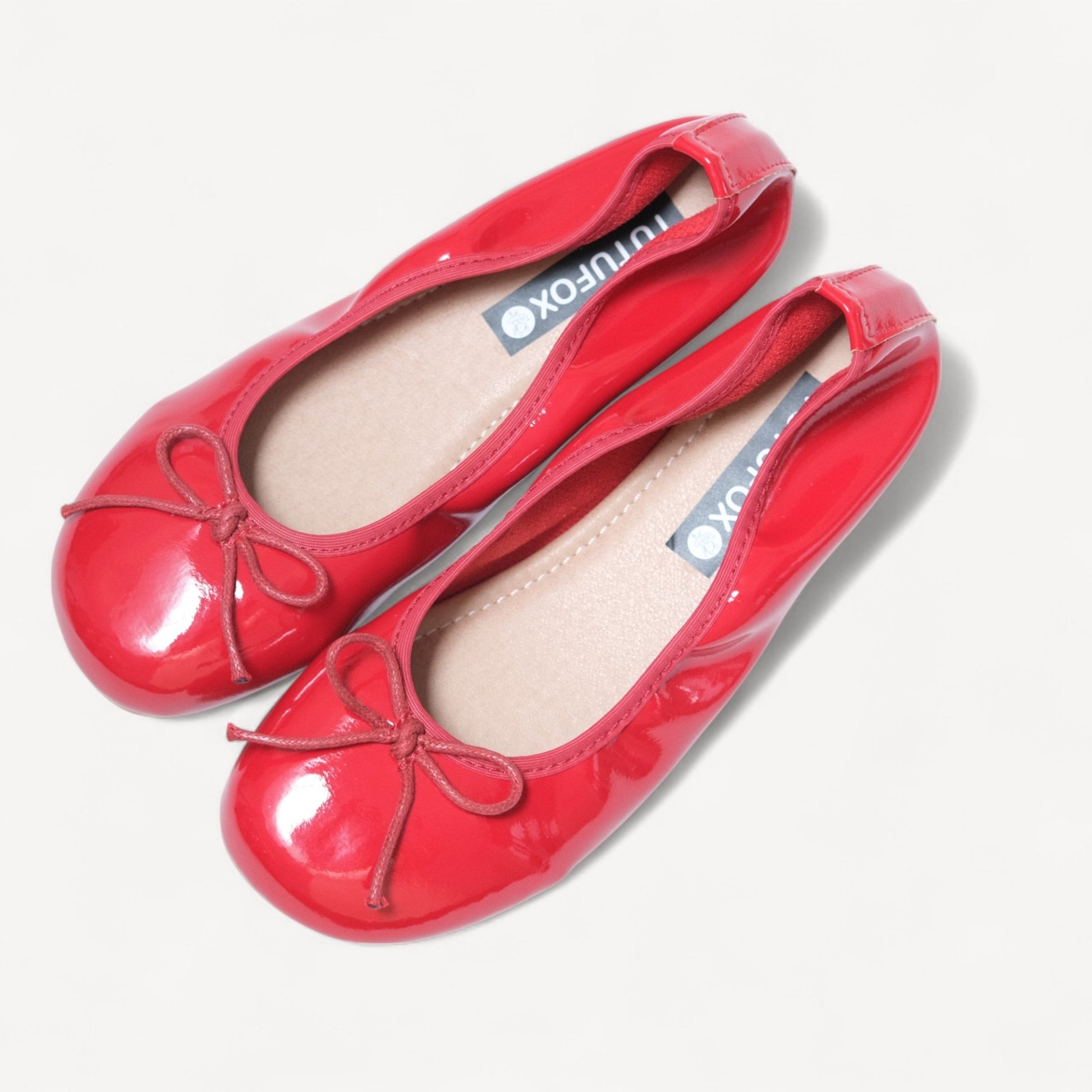 Red Soft Leather Elastic Back Ballet Flats - tutufox - shoes