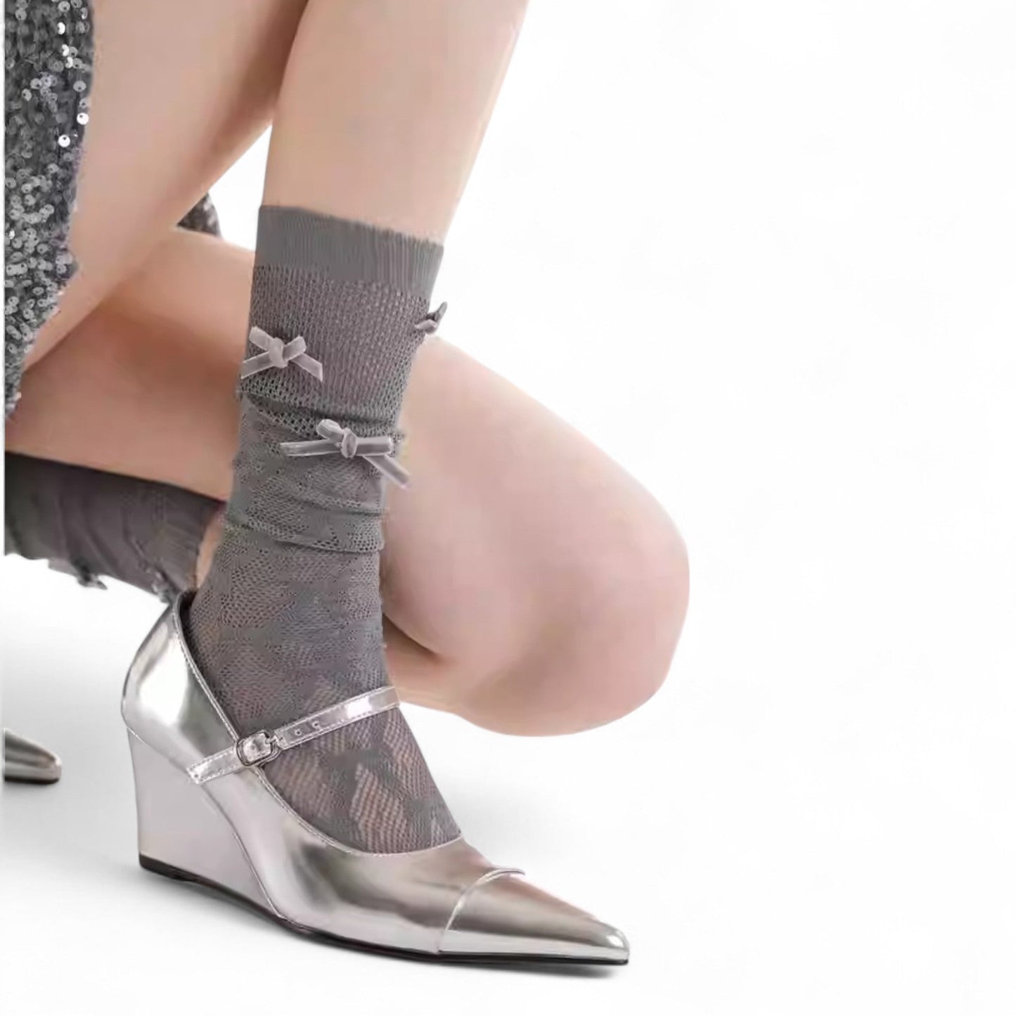 Romantic Lace Mesh Balletcore Socks - tutufox -