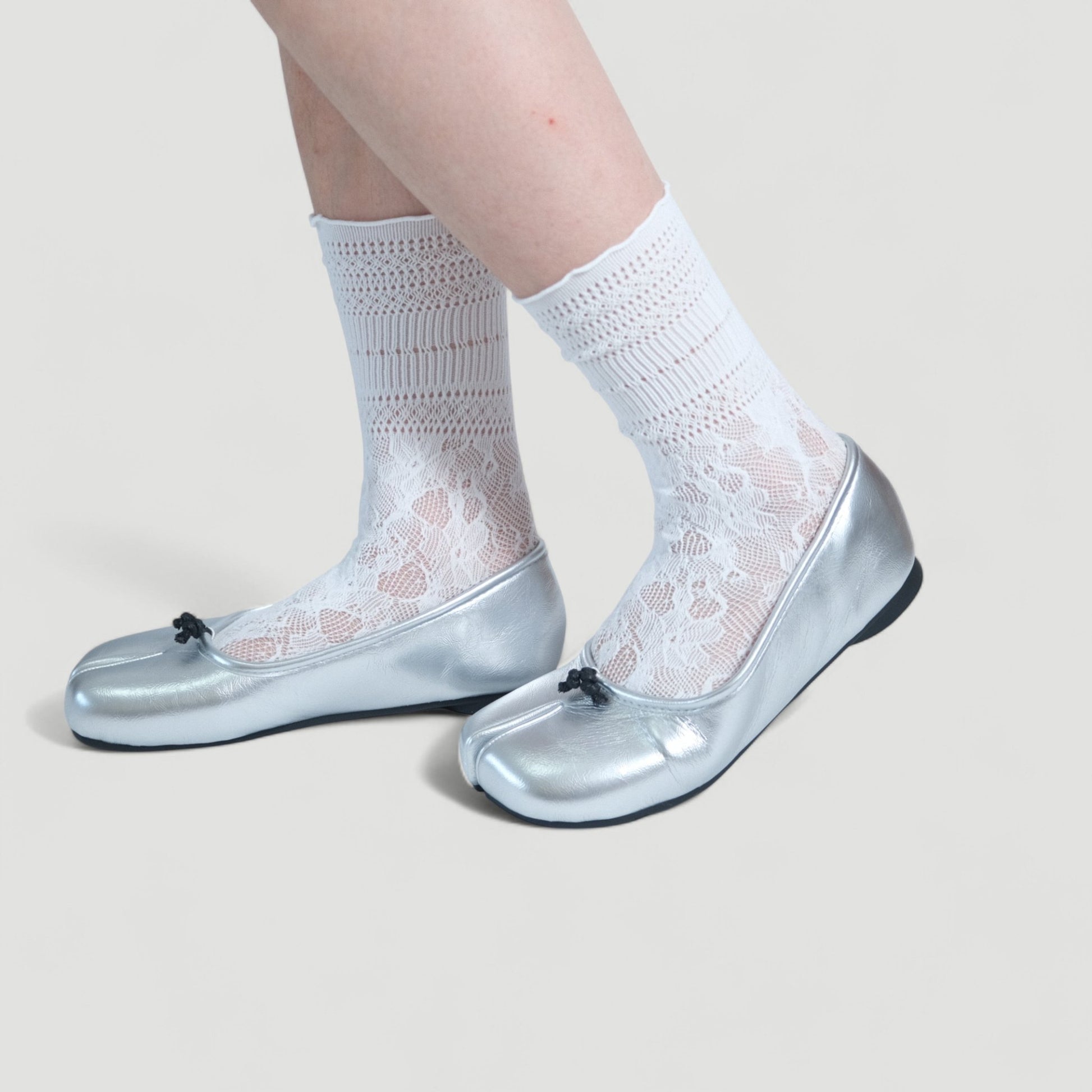Silver Glossy Split Toe Ballet Tabi - tutufox - tabis