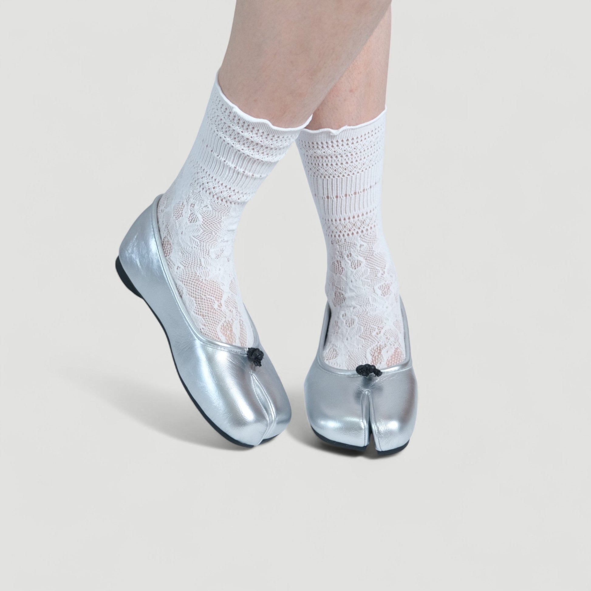 Silver Glossy Split Toe Ballet Tabi - tutufox - tabis