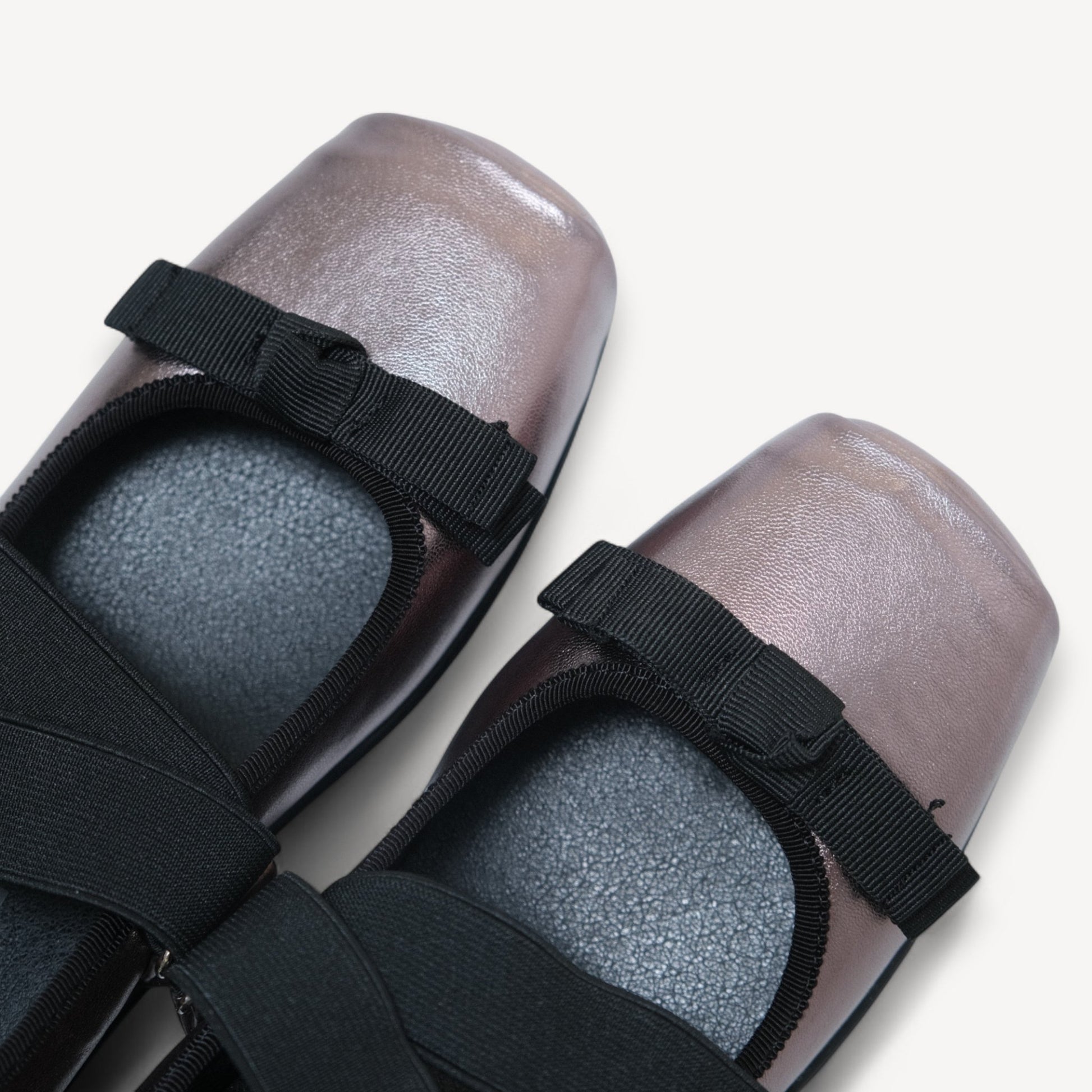 Silver Grey Soft Leather Square Toe Balletsneaker Flats - tutufox - shoes