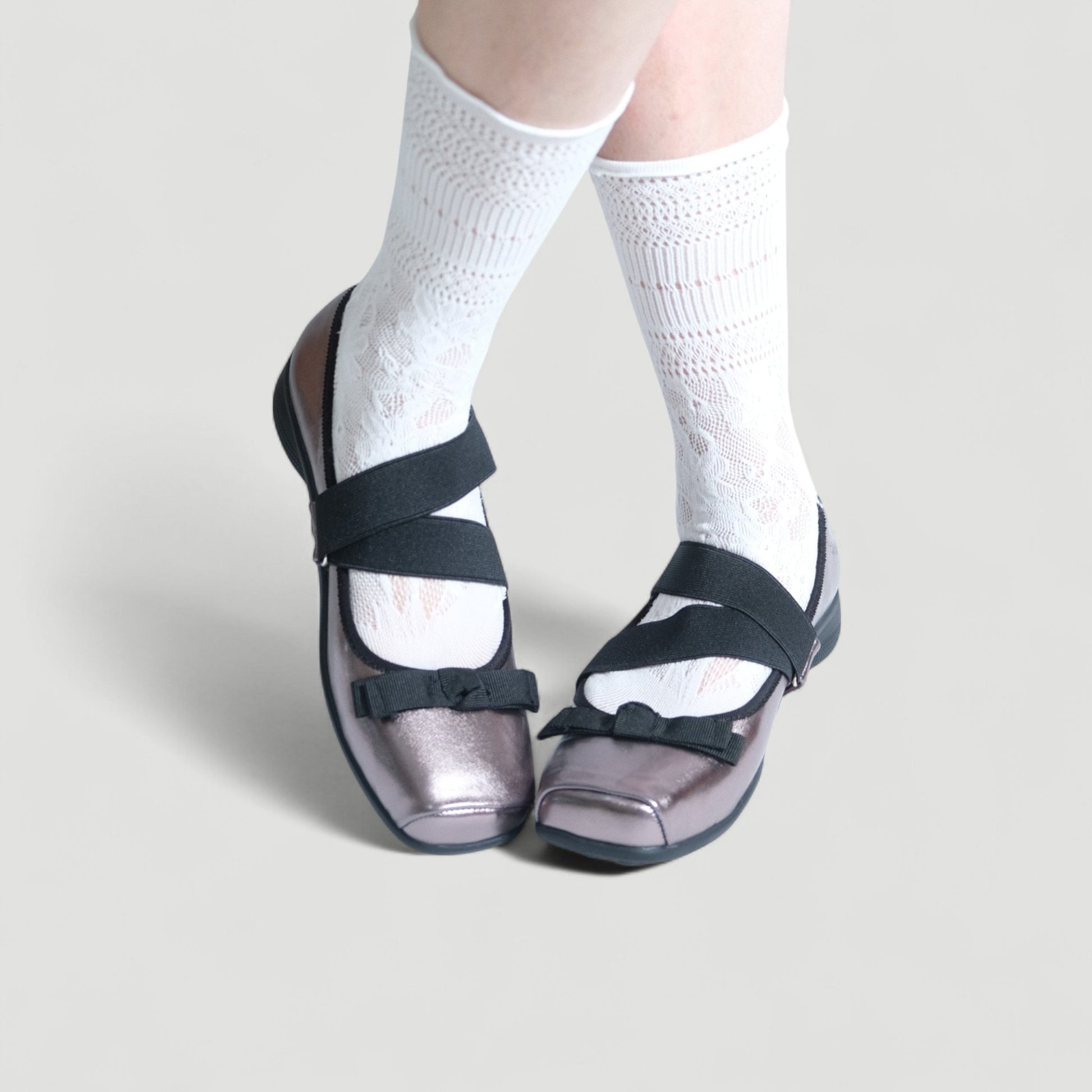 Silver Grey Soft Leather Square Toe Balletsneaker Flats - tutufox - shoes