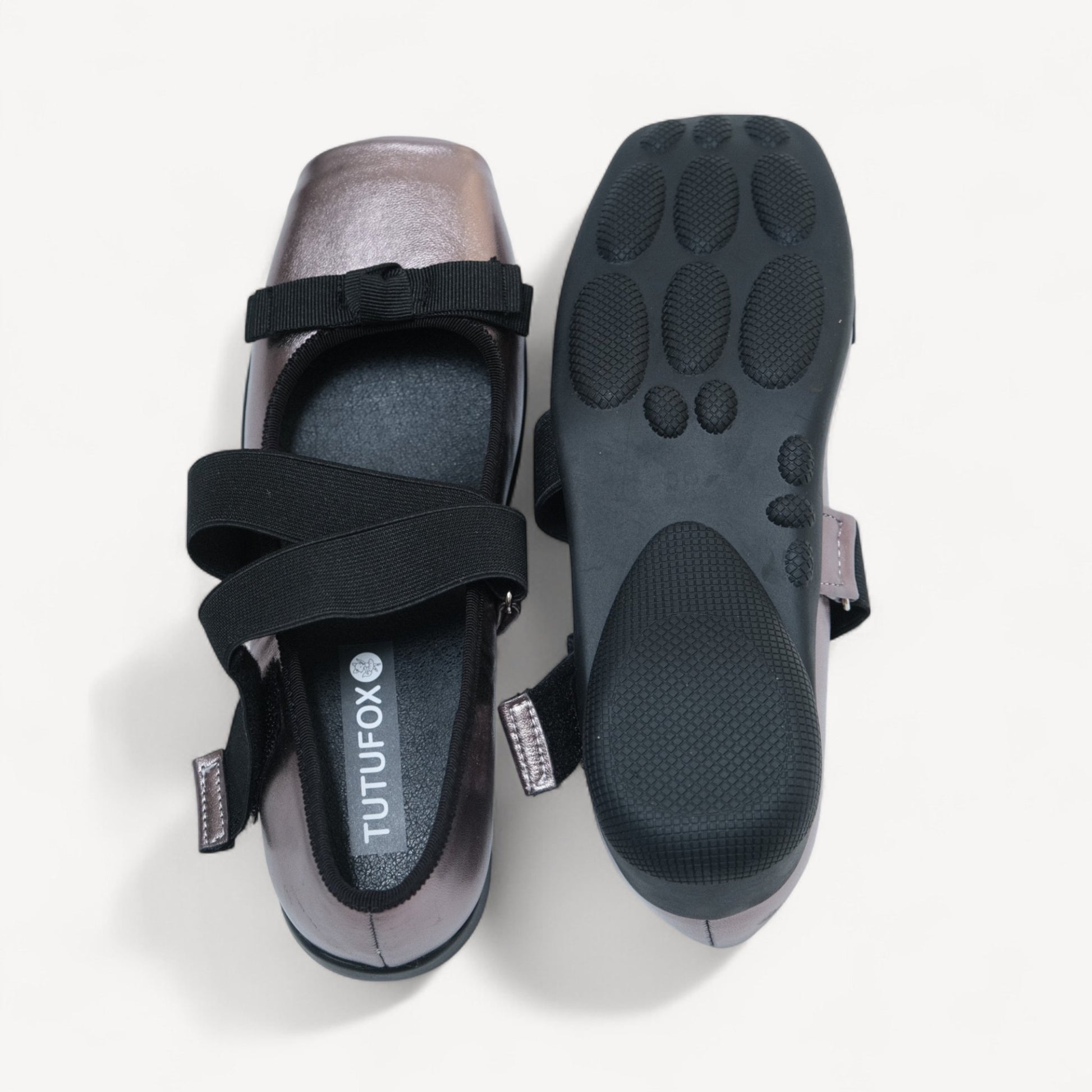 Silver Grey Soft Leather Square Toe Balletsneaker Flats - tutufox - shoes