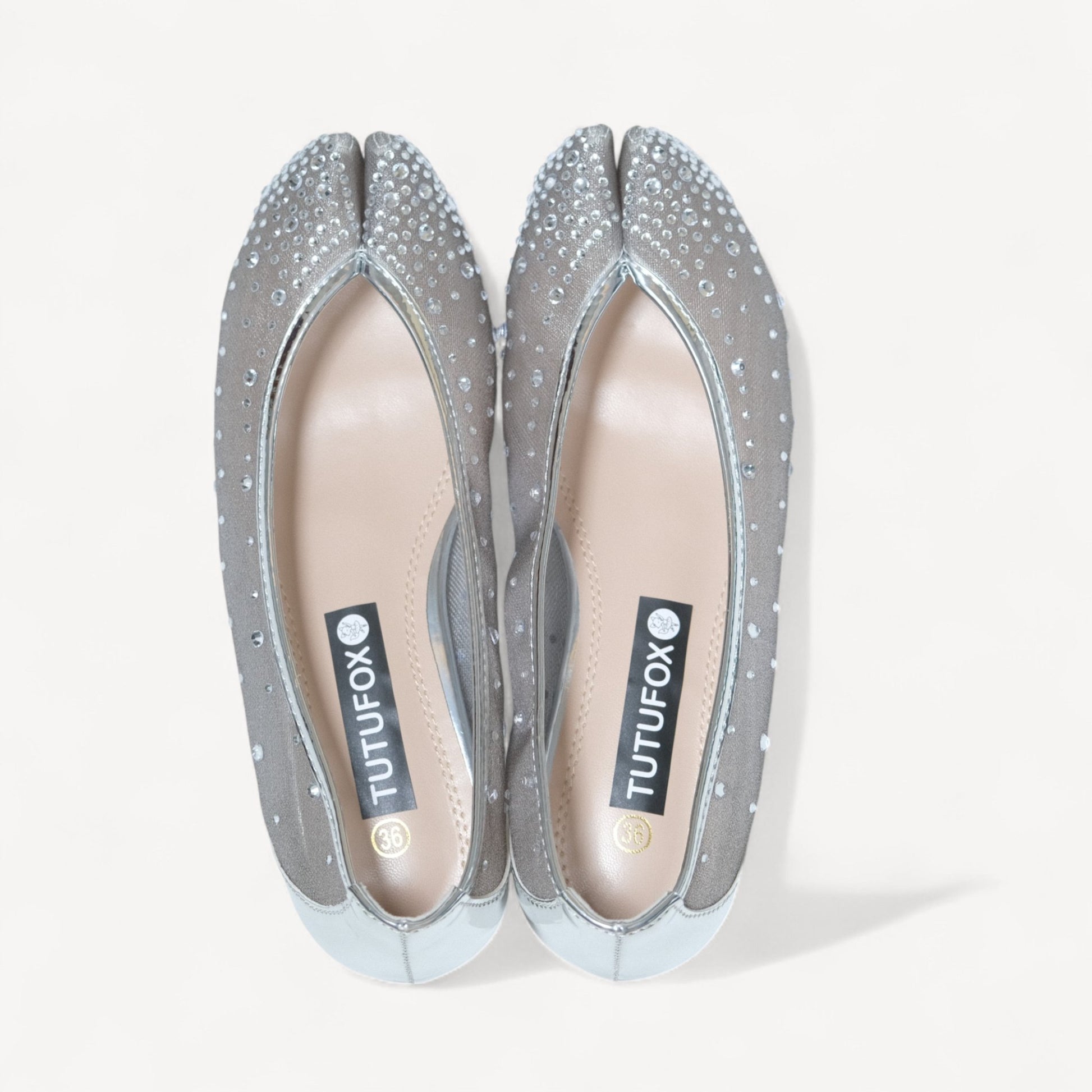 Silver Rhinestone Pointed Split Toe Tabi - tutufox - tabis