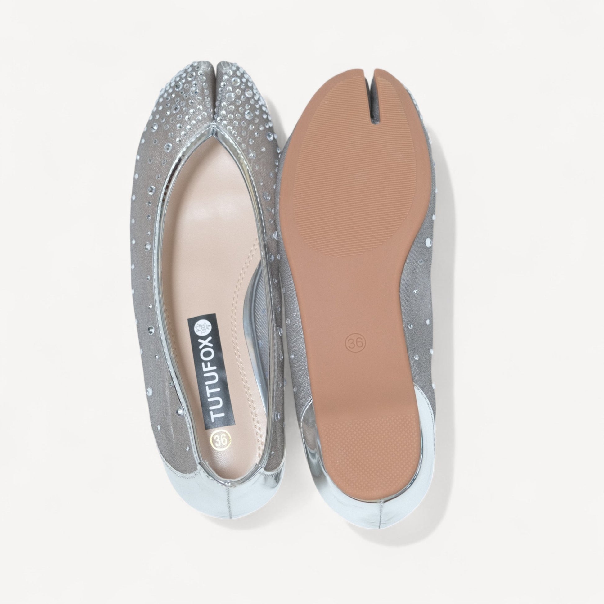 Silver Rhinestone Pointed Split Toe Tabi - tutufox - tabis