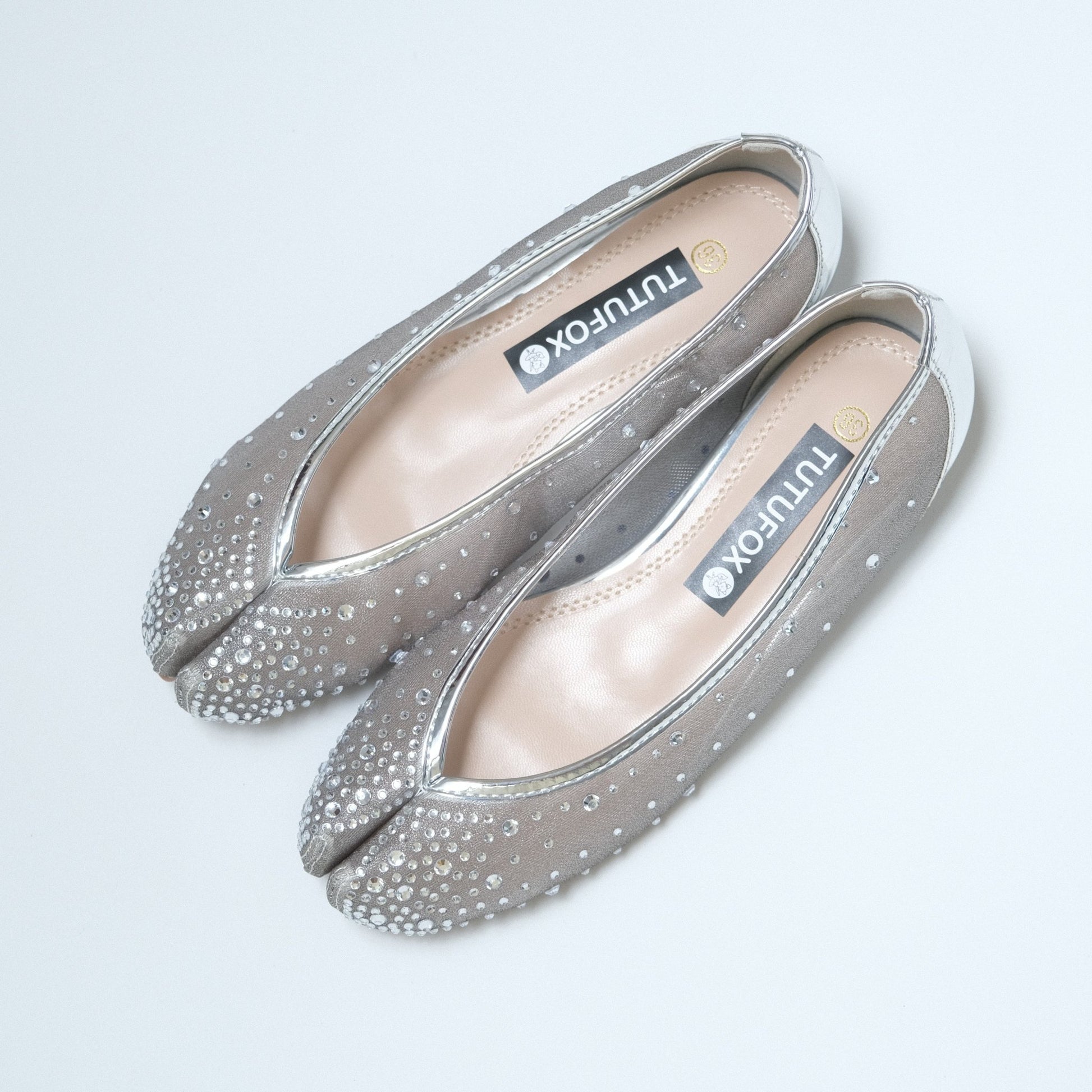 Silver Rhinestone Pointed Split Toe Tabi - tutufox - tabis