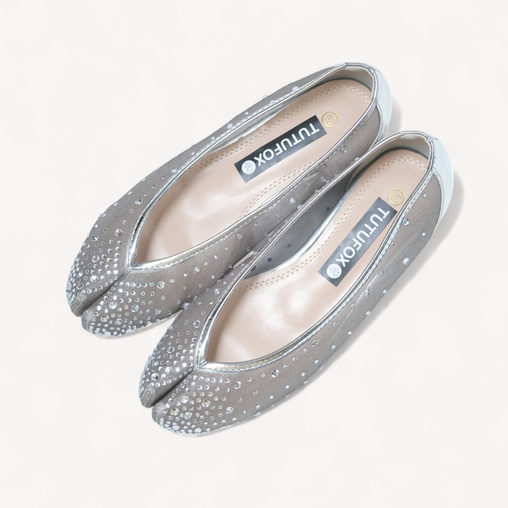 Silver Rhinestone Pointed Split Toe Tabi - tutufox - tabis