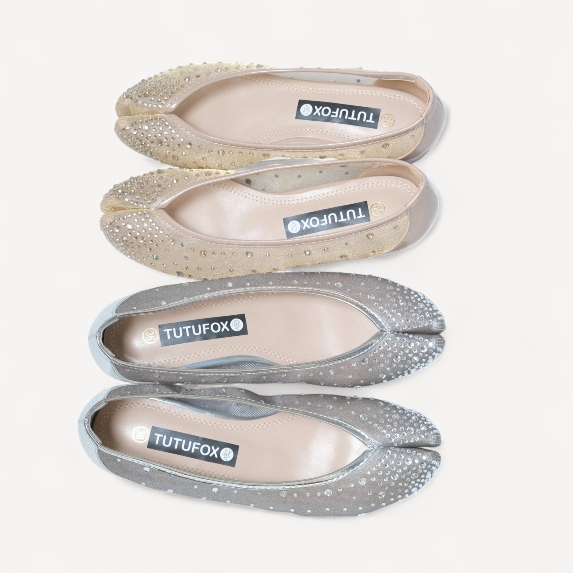 Silver Rhinestone Pointed Split Toe Tabi - tutufox - tabis