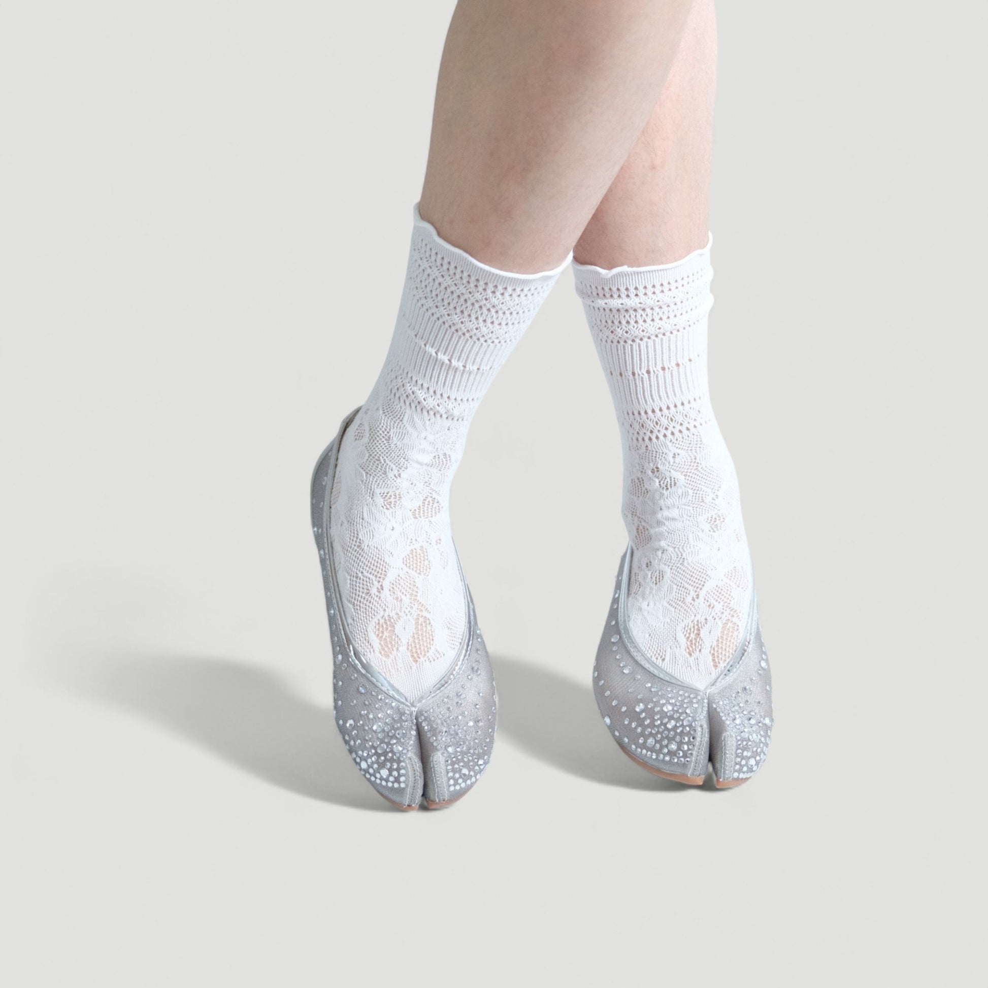 Silver Rhinestone Pointed Split Toe Tabi - tutufox - tabis