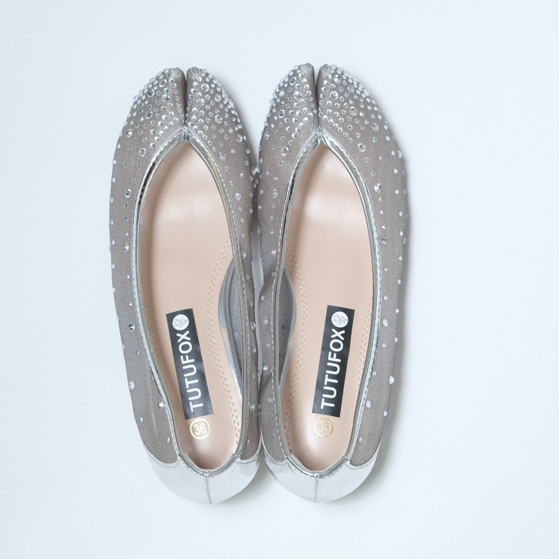 Silver Rhinestone Pointed Split Toe Tabi - tutufox - tabis