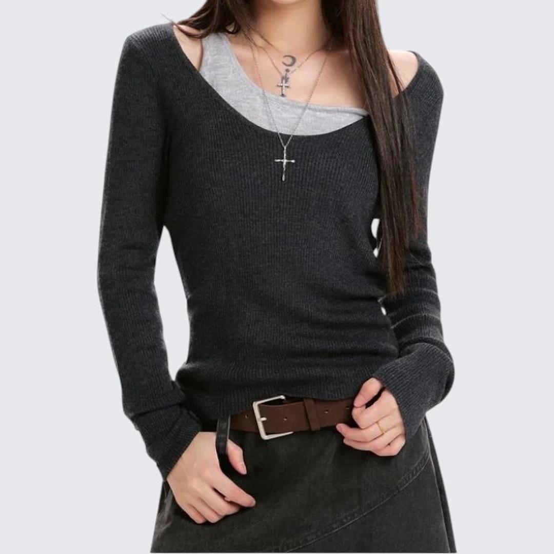 Spring & Autumn Dark Gray Two - Piece Long - Sleeve Sweater - tutufox -