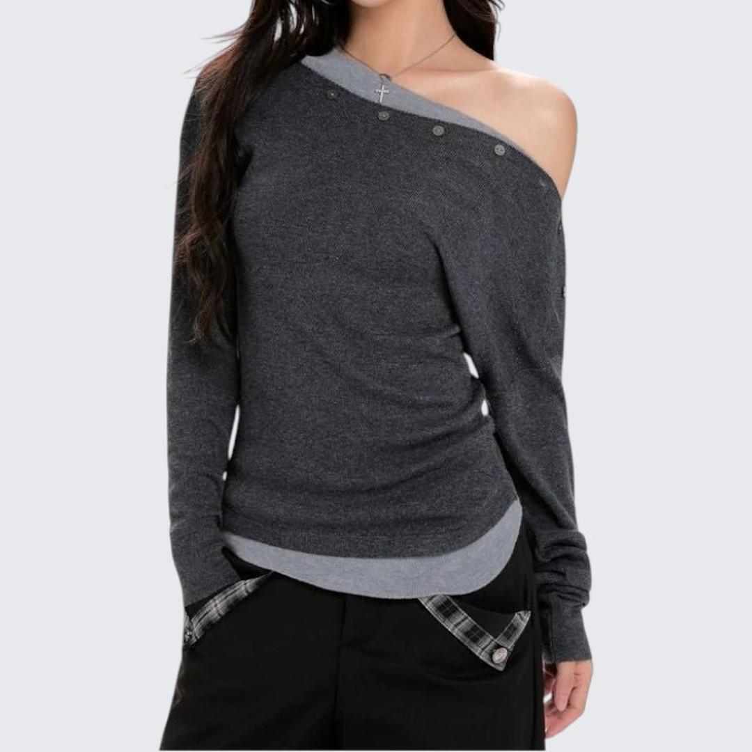 Spring & Autumn Oatmeal Off - Shoulder Long - Sleeve Sweater - tutufox -