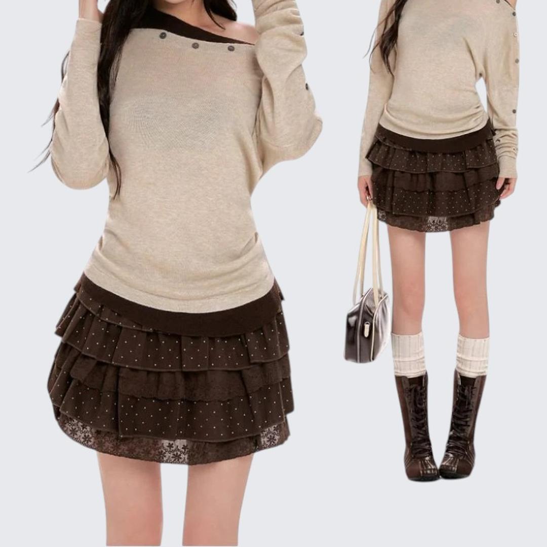 Spring & Autumn Oatmeal Off - Shoulder Long - Sleeve Sweater - tutufox -