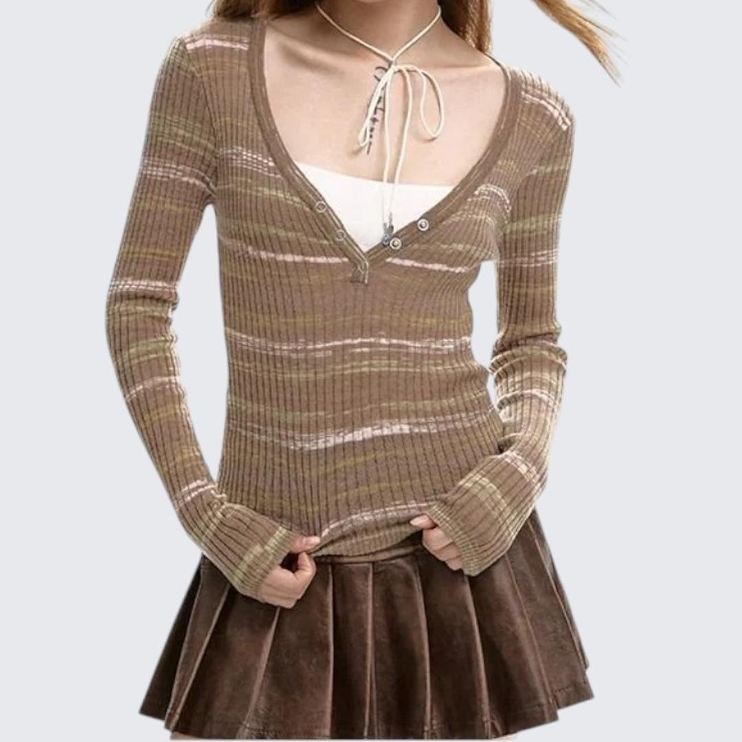 Spring & Autumn Spliced Fake Two - Piece Long - Sleeve Sweater - tutufox -