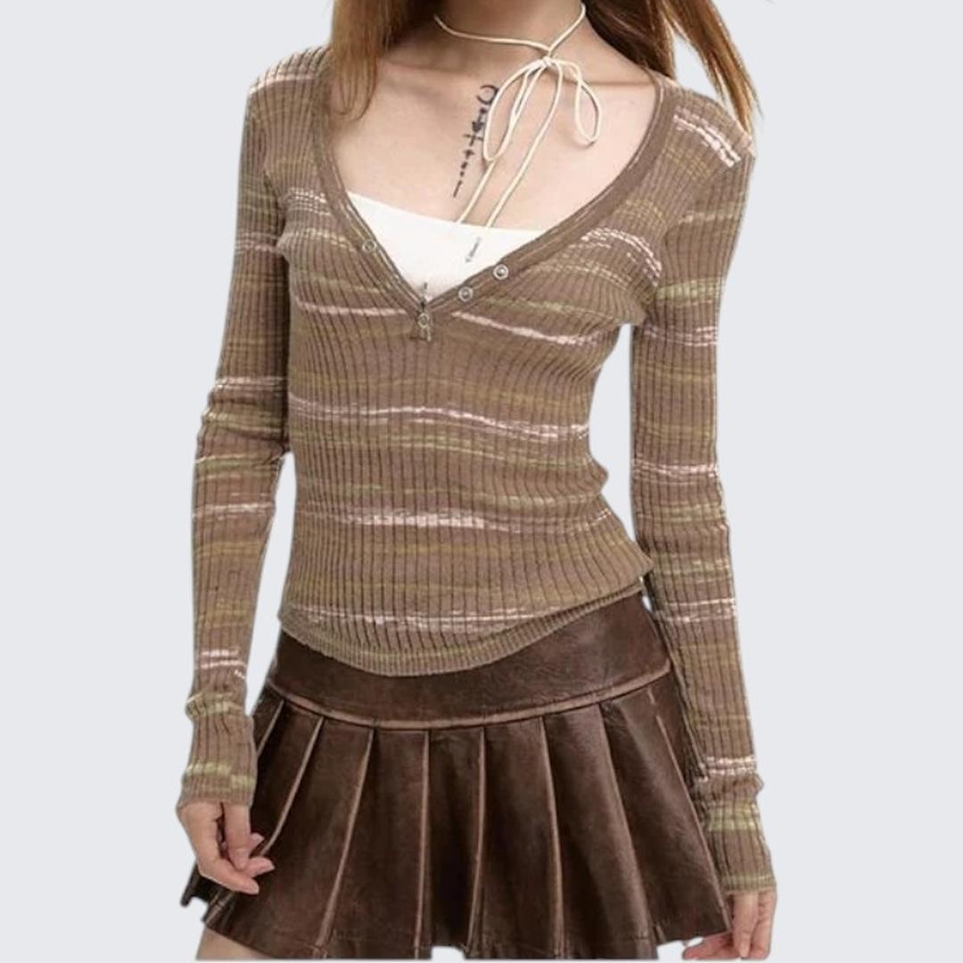 Spring & Autumn Spliced Fake Two - Piece Long - Sleeve Sweater - tutufox -